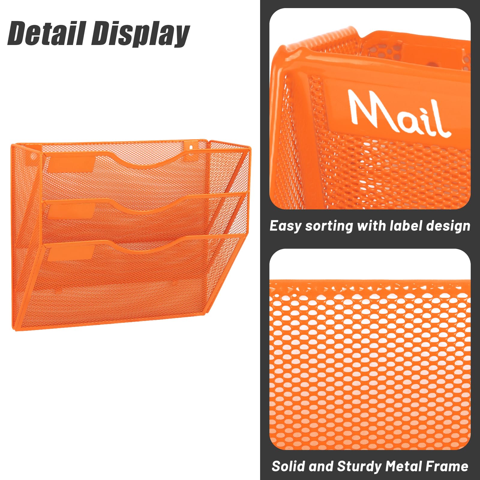EASEPRES 3 Pocket Mesh Hanging Wall File Organizer, Wall Mounted Mail Paper Document Folder Holder