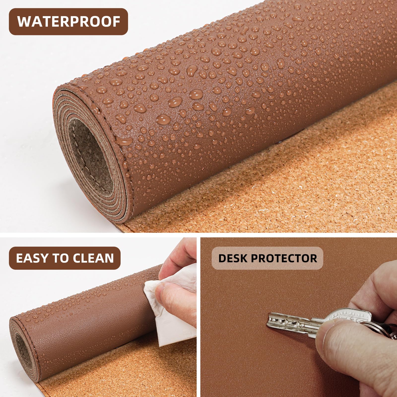 AFIING Cork Desk Mat 55" x 17", Dual-Sided Natural Cork & PU Leather Desk Pad, Non-Slip Waterproof