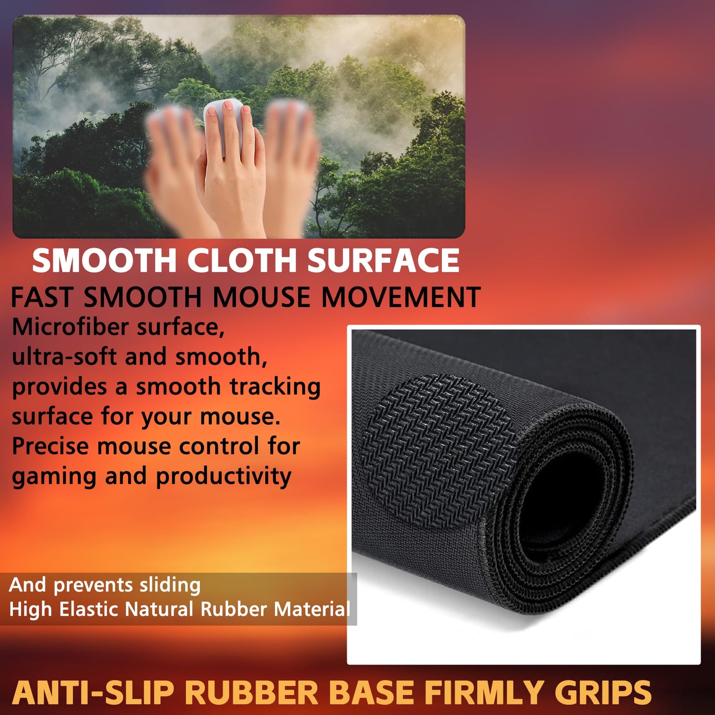 KOAIWPAE Desk Mat, Tropical Forest Landscape Desk Pad, Misty Forest Large Gaming Mouse Pad for
