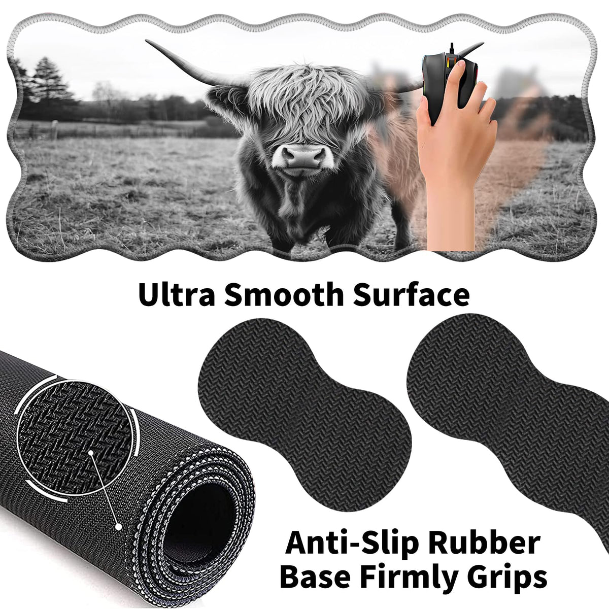 Office Mouse Pad Set with Wrist Support, Large 31.5"x11.8" Desk Mat, Ergonomic Memory Foam Keyboard