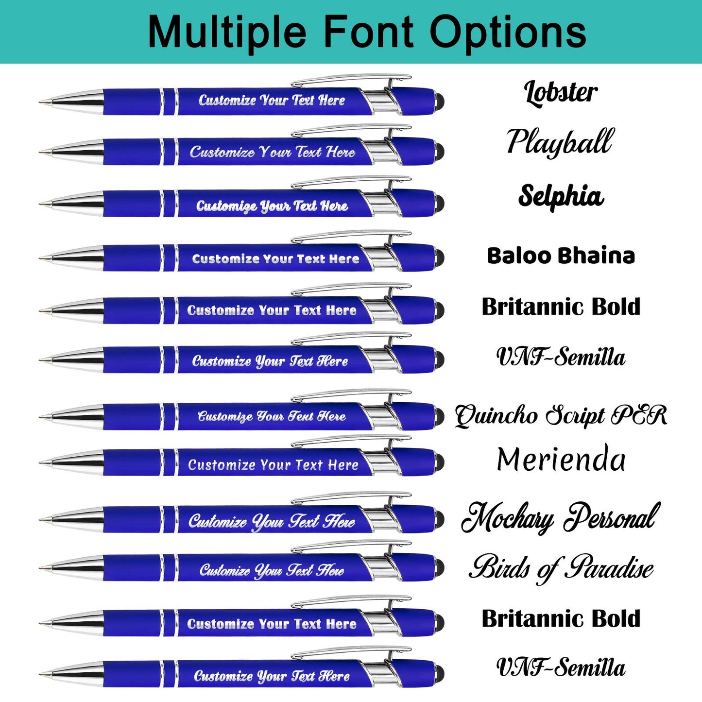 Aolun Personalised Pen,Custom Engraved Ballpoint Pen with Stylus,Soft Touch Metal,Enter Name,Logo