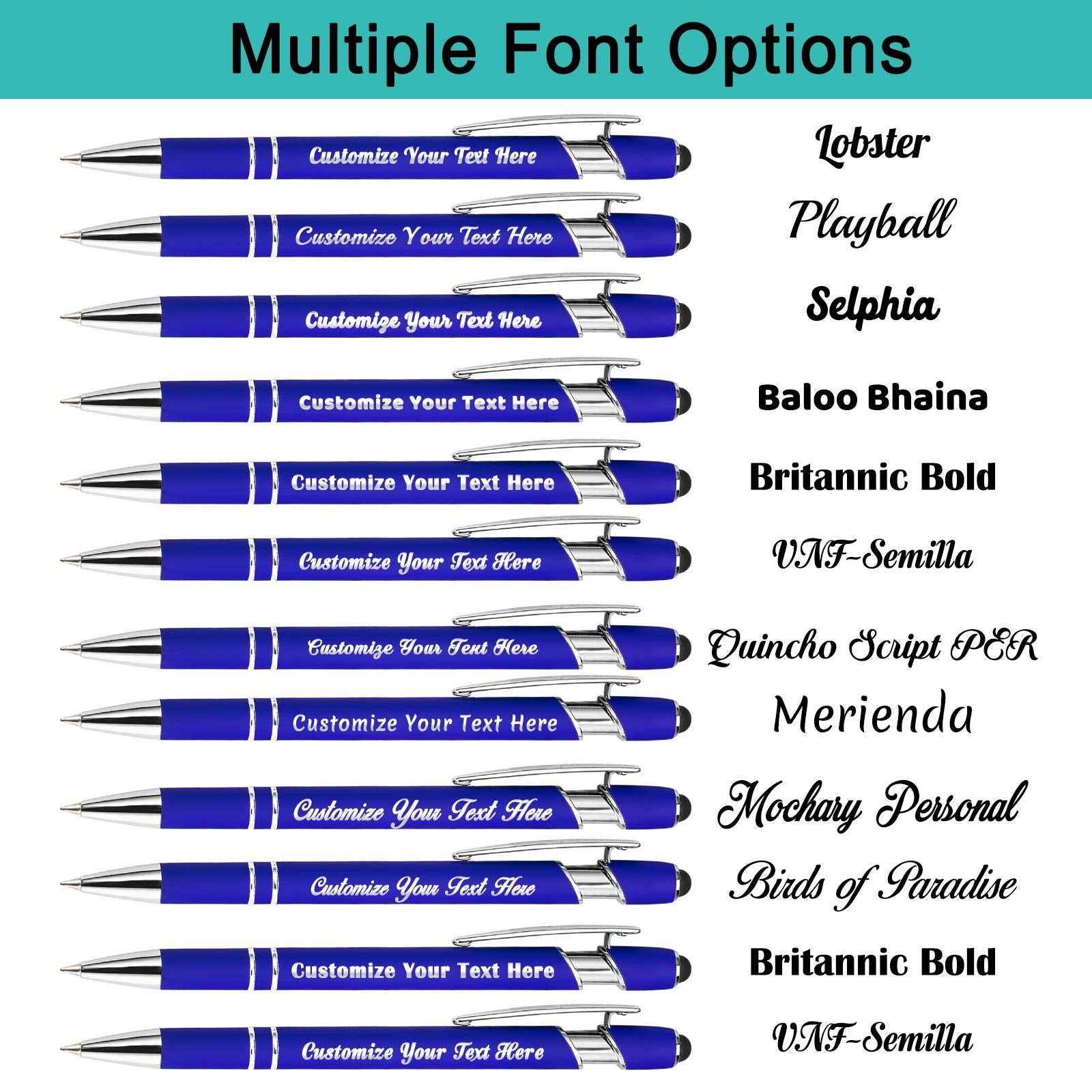 Aolun Personalised Pen,Custom Engraved Ballpoint Pen with Stylus,Soft Touch Metal,Enter Name,Logo