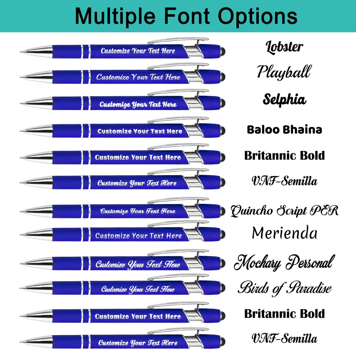 Aolun 36 Personalized Pens in Bulk with Stylus Engraved Custom Pens,Soft Touch Metal,Engraving