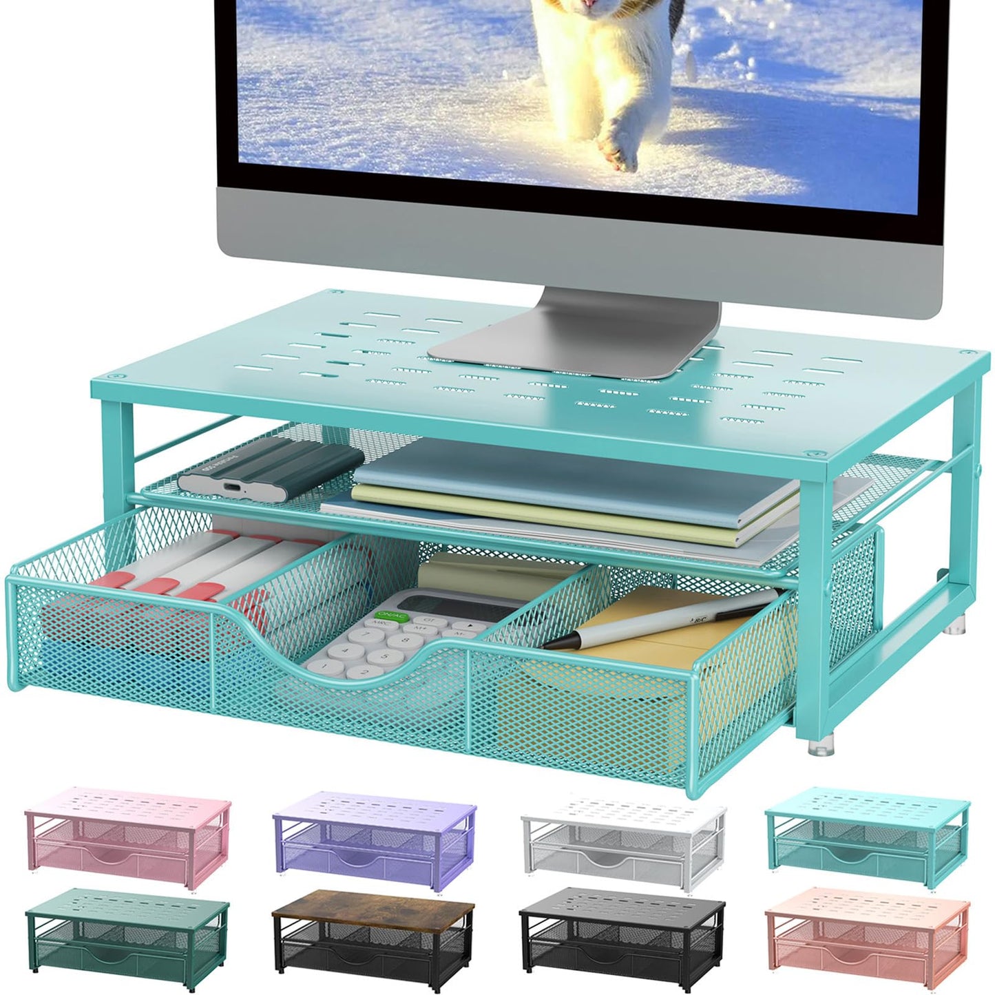 gianotter Computer Monitor Stand Riser with Drawer