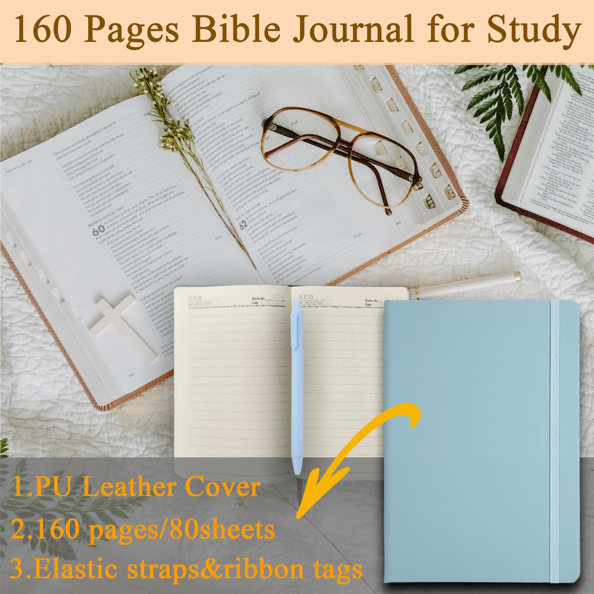 YOJO Bible Study Supplies,Bible Journaling Kit with Journal,6 No Bleed Highlighters,5 Gel Pens,75