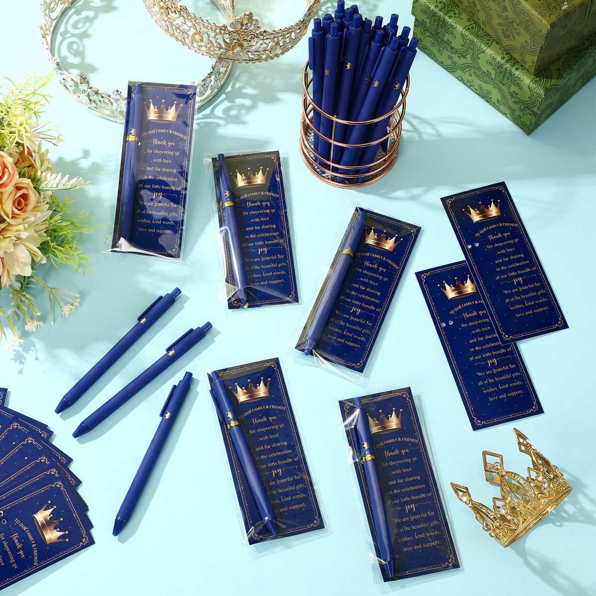 Engrowtic 50 Set Baby Shower Gifts Pens for Guests Bulk Royal Baby Shower Party Favor Retractable