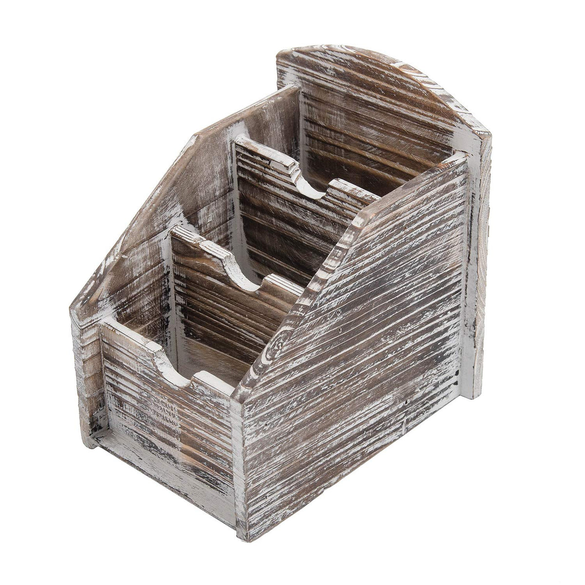 VERGOODR 3 Slot Rustic Wooden Remote Control Frame Media Organizer, Office Supply Storage Rack,Pen