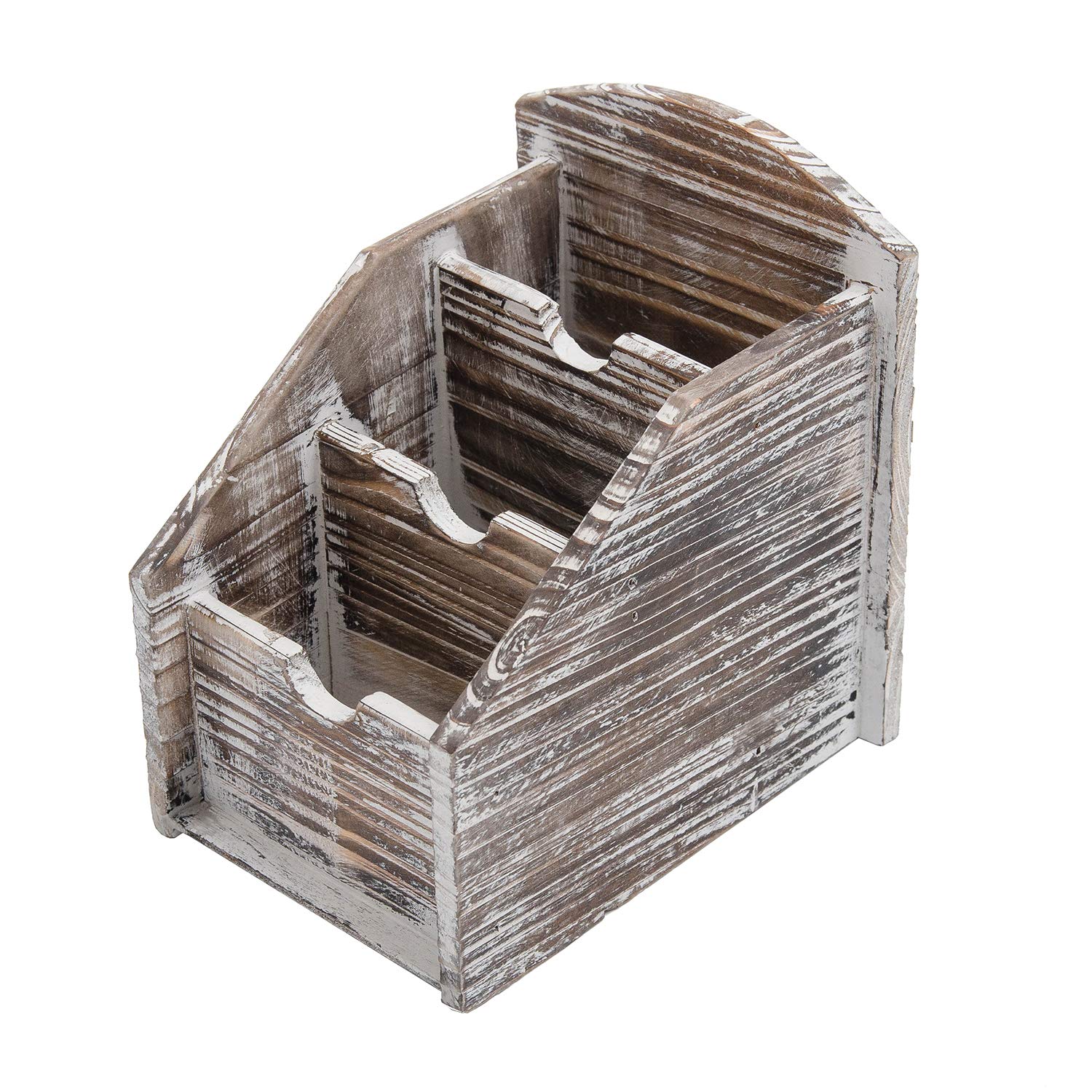 VERGOODR 3 Slot Rustic Wooden Remote Control Frame Media Organizer, Office Supply Storage Rack,Pen