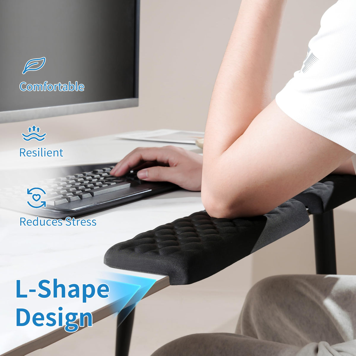MEKASS L-Shaped Desk Elbow Pad for Desk, Memory Foam Elbow Support Padding with Non-Slip, Ergonomic