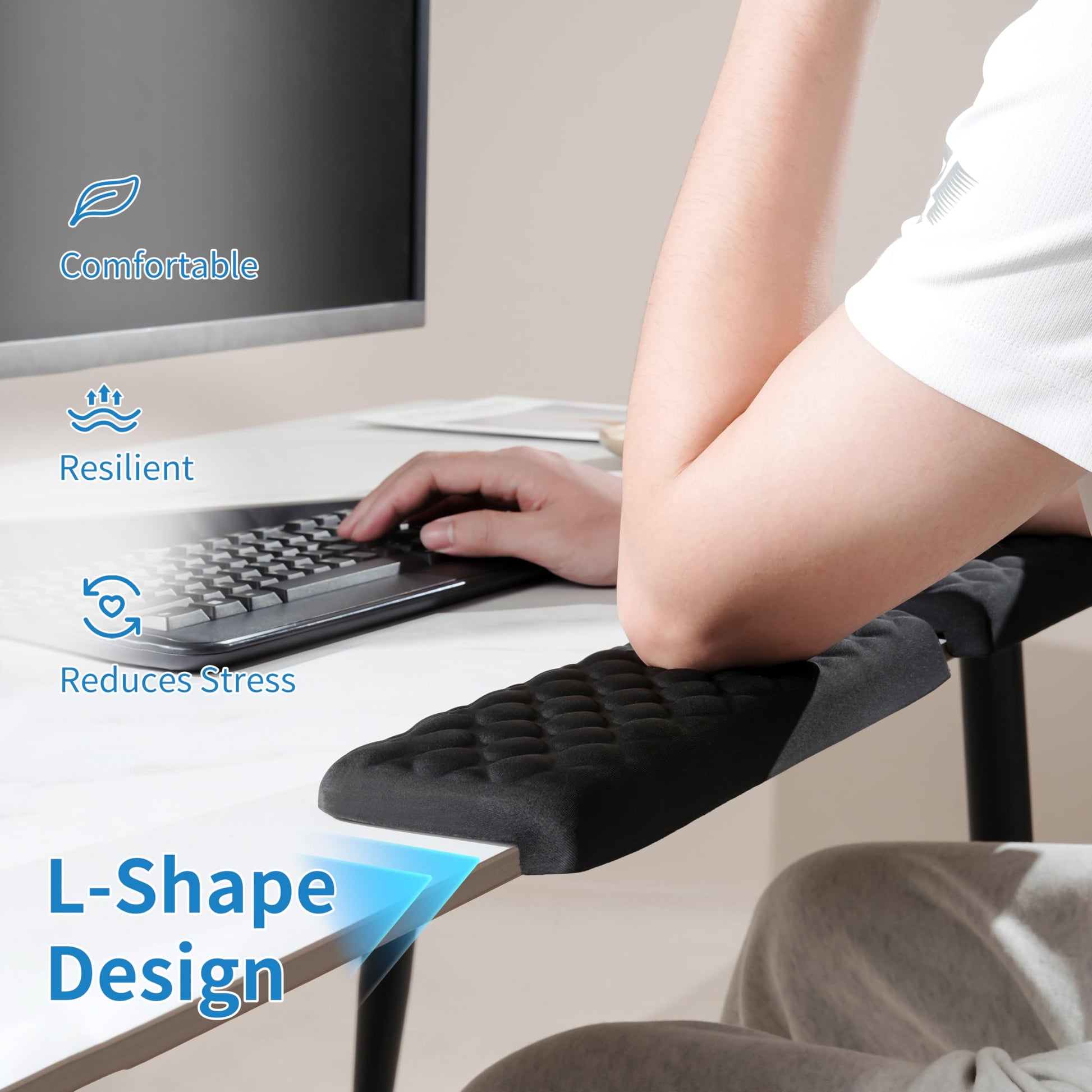 MEKASS L-Shaped Desk Elbow Pad for Desk, Memory Foam Elbow Support Padding with Non-Slip, Ergonomic