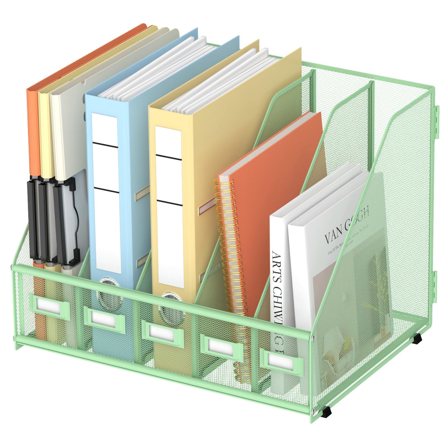 SUPEASY Desk Organizers Metal Desk Magazine File Holder with 5 Vertical Compartments Rack File