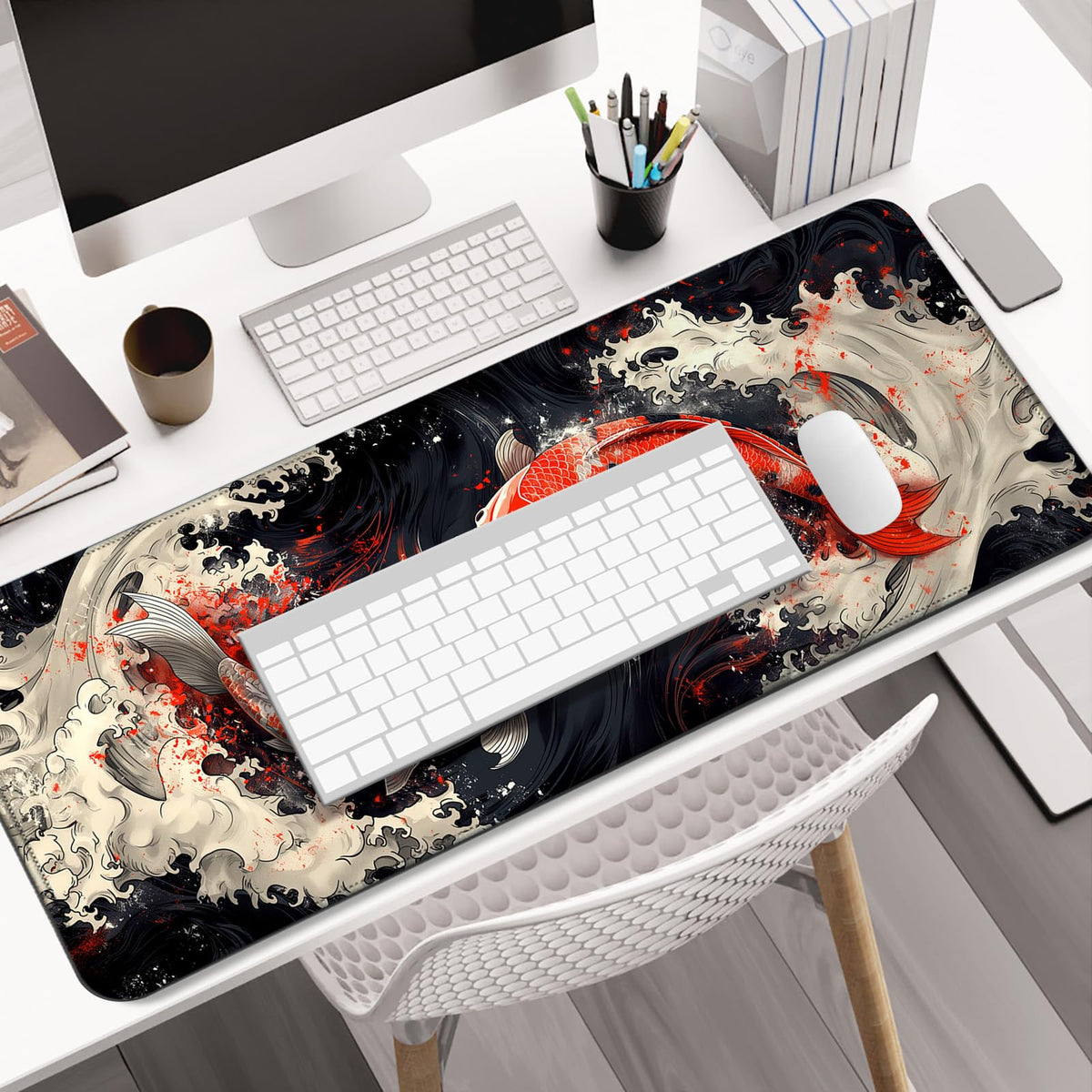 AYKDTFN Japanese Koi Fish Mouse Pad & Desk Mat for Gaming, Office & Home