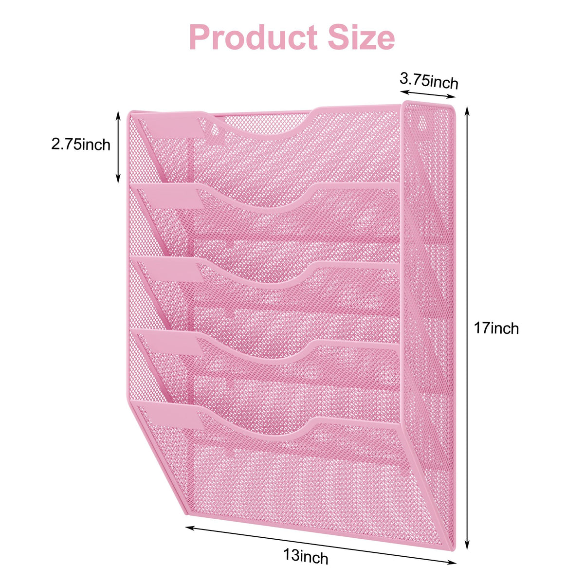 EasyPAG Wall File Organizer 5 Tier Hanging Paper Folder Holder, Zero Assembly Metal Mesh Wall