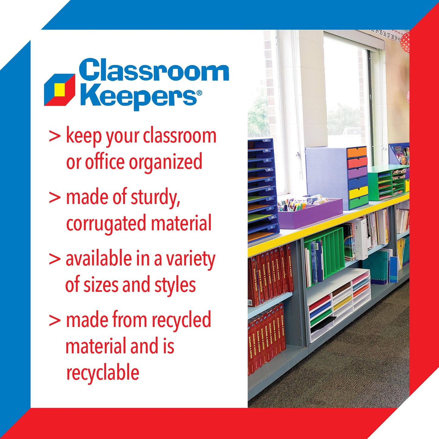 Classroom Keepers Magazine Holders, Assorted Colors, 12-3/8"H x 3-1/8"W x 10-1/4"D, 6 Pieces