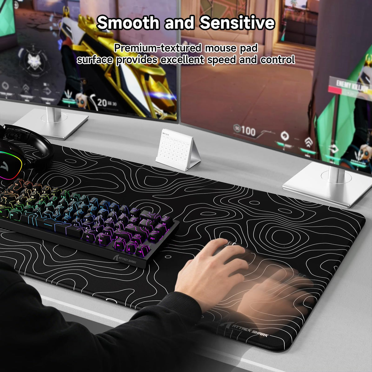 ATTACK SHARK CM02Pro Gaming Mouse Pad for Esports Speed Large Mouse mats for Desk Waterproof
