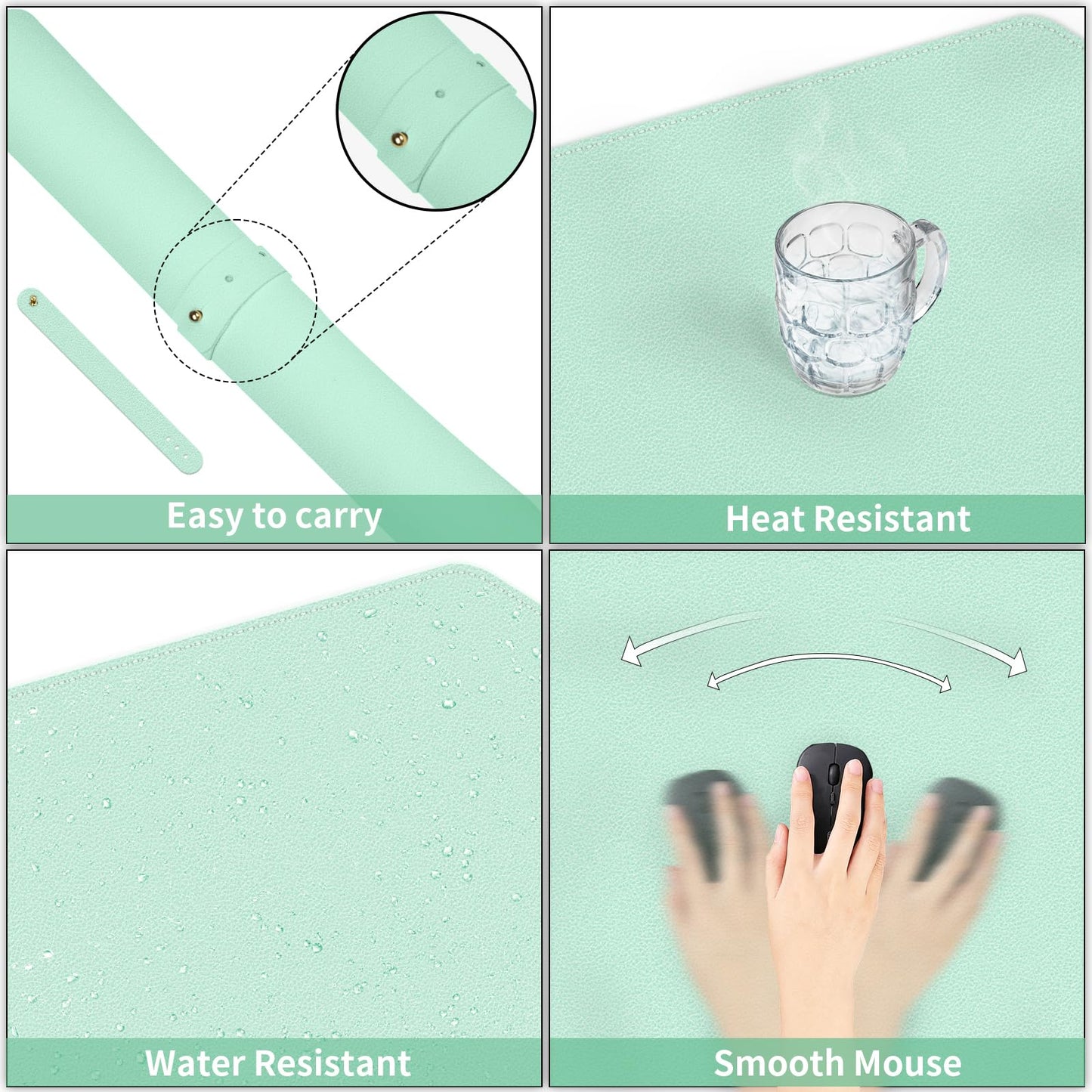 Dual-Sided Desk Mat, Large Pad, Waterproof Smooth PU Leather Blotter Protector, Mouse Pad, Desk