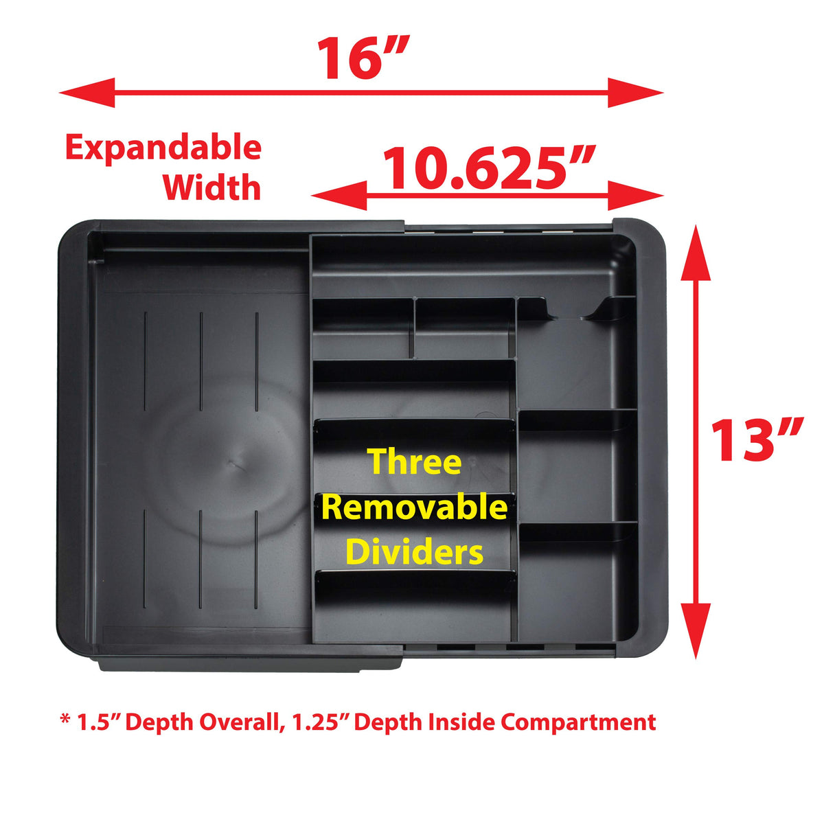 Officemate Expandable Drawer Organizer Tray, Adjustable 10.3"–16" Width, Customizable Compartments