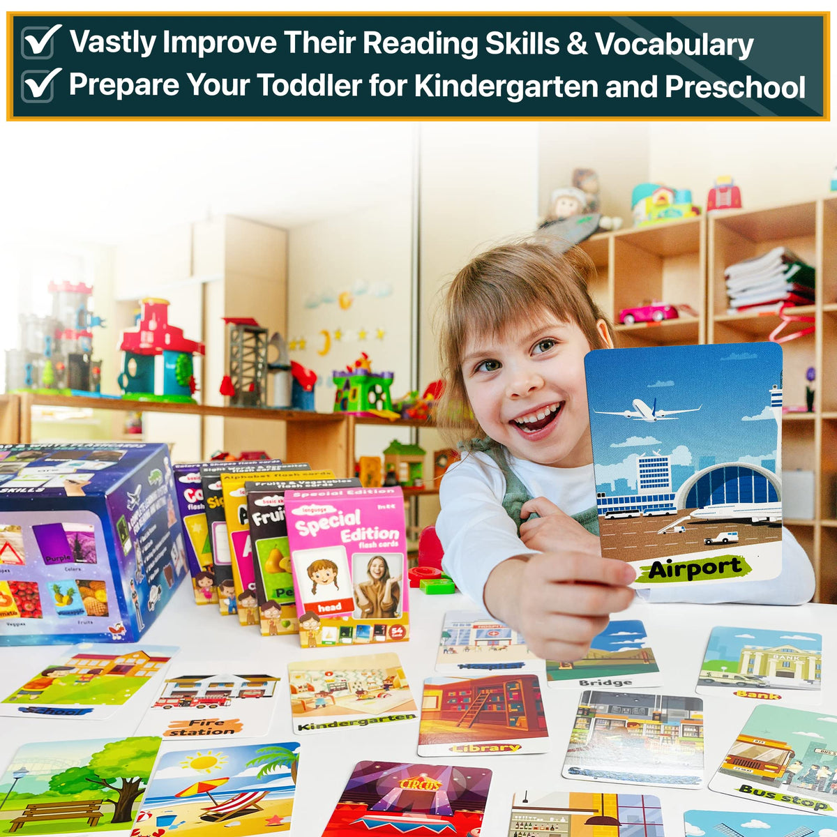 Flash Cards for Toddlers 2-4 Years – Jumbo Learning Box Set with Real Pictures - Alphabet Number
