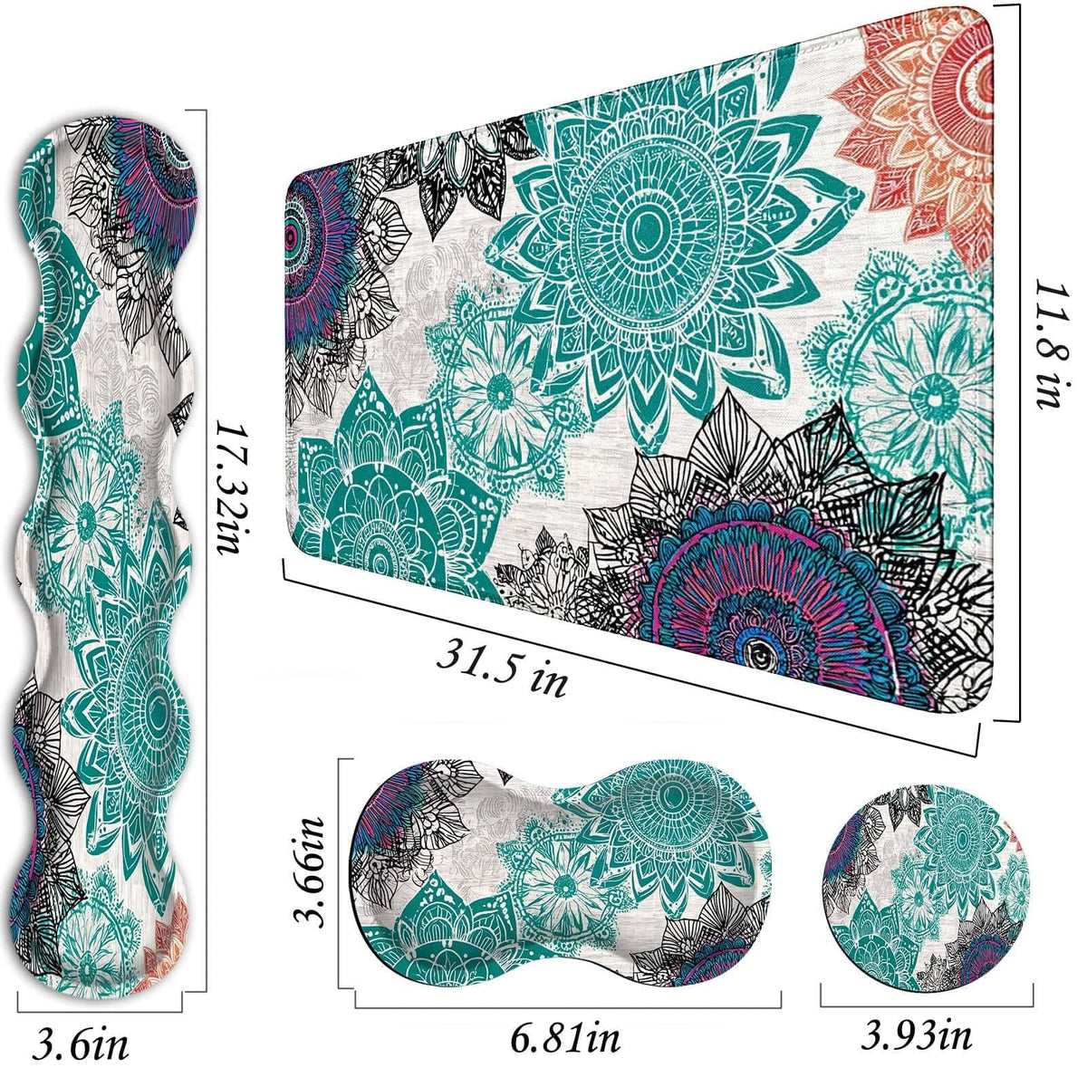 FGDRFGRW Mouse Pad Set,(31.5×11.8 in) Desk Pad + Keyboard Wrist Rest Support + Mouse Wrist Rest +