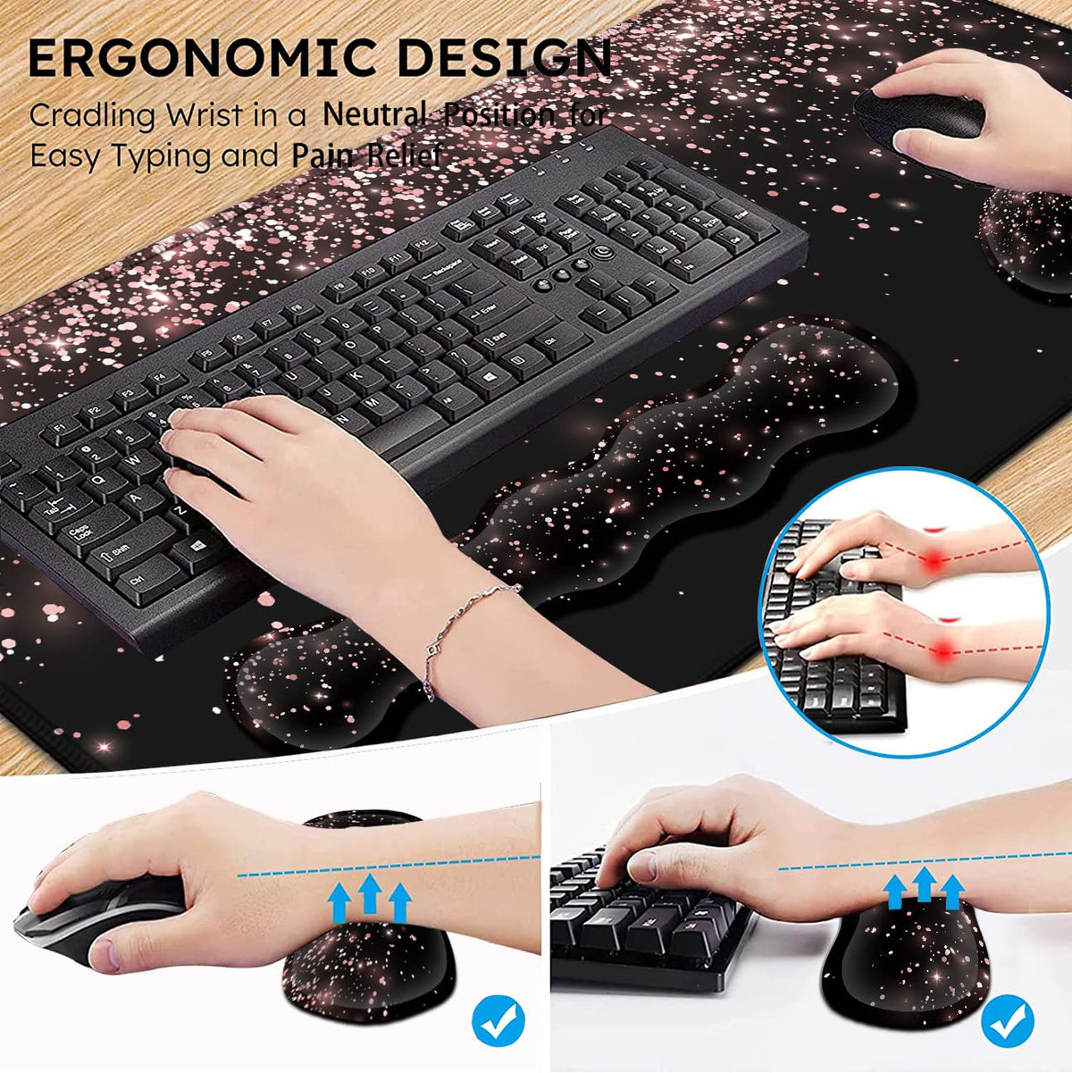 Large Gaming Mouse Pad (31.5x11.8 in) Rubber Base XXL Mousepad with Stitched Edges, Ergonomic
