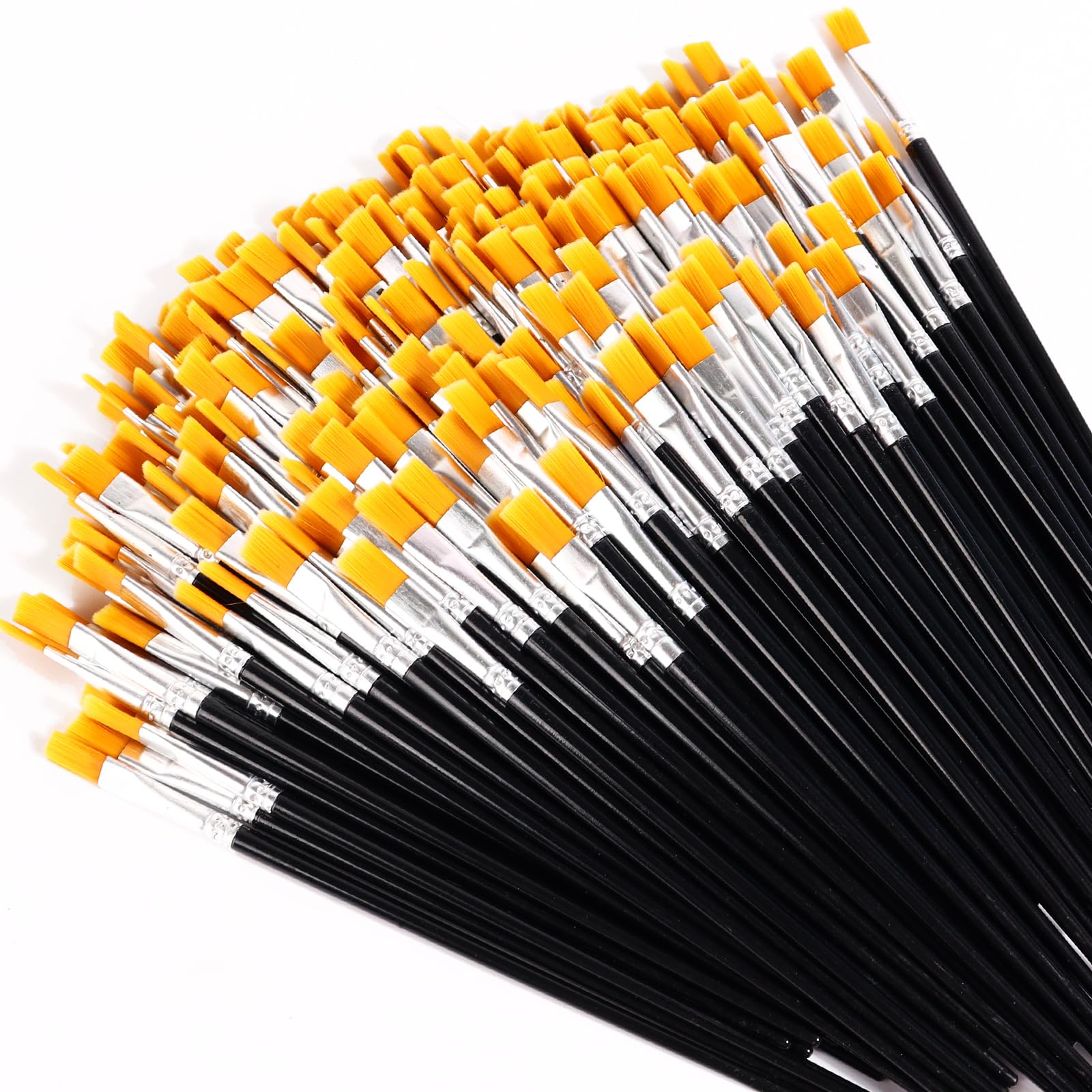 200Pcs Paint Brushes for Acrylics Painting, Flat Paint Brush Bulk, Black