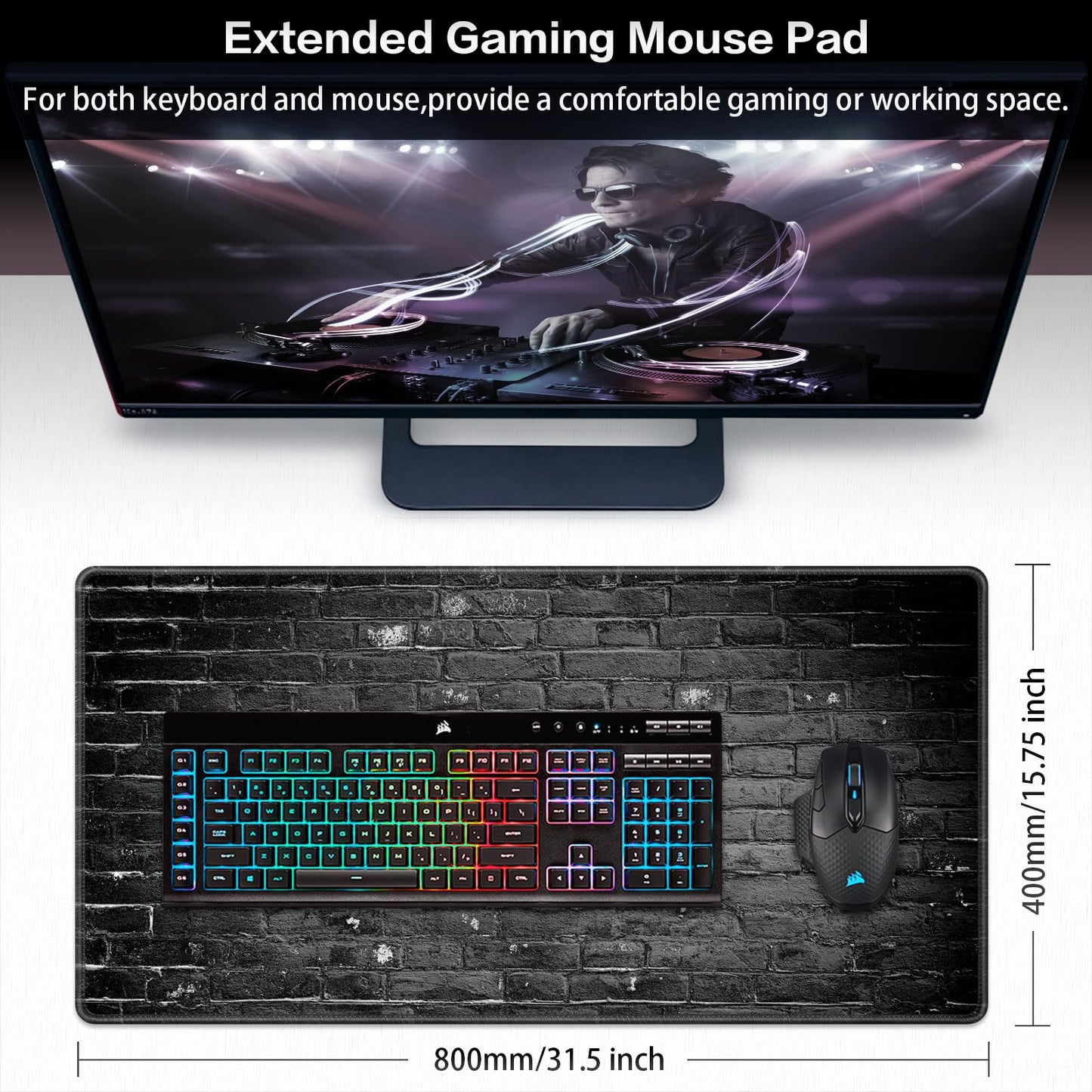 Canjoy Gaming Mouse Pad, 31.5x15.7in Large Mouse Pads for Desk Keyboard Pad