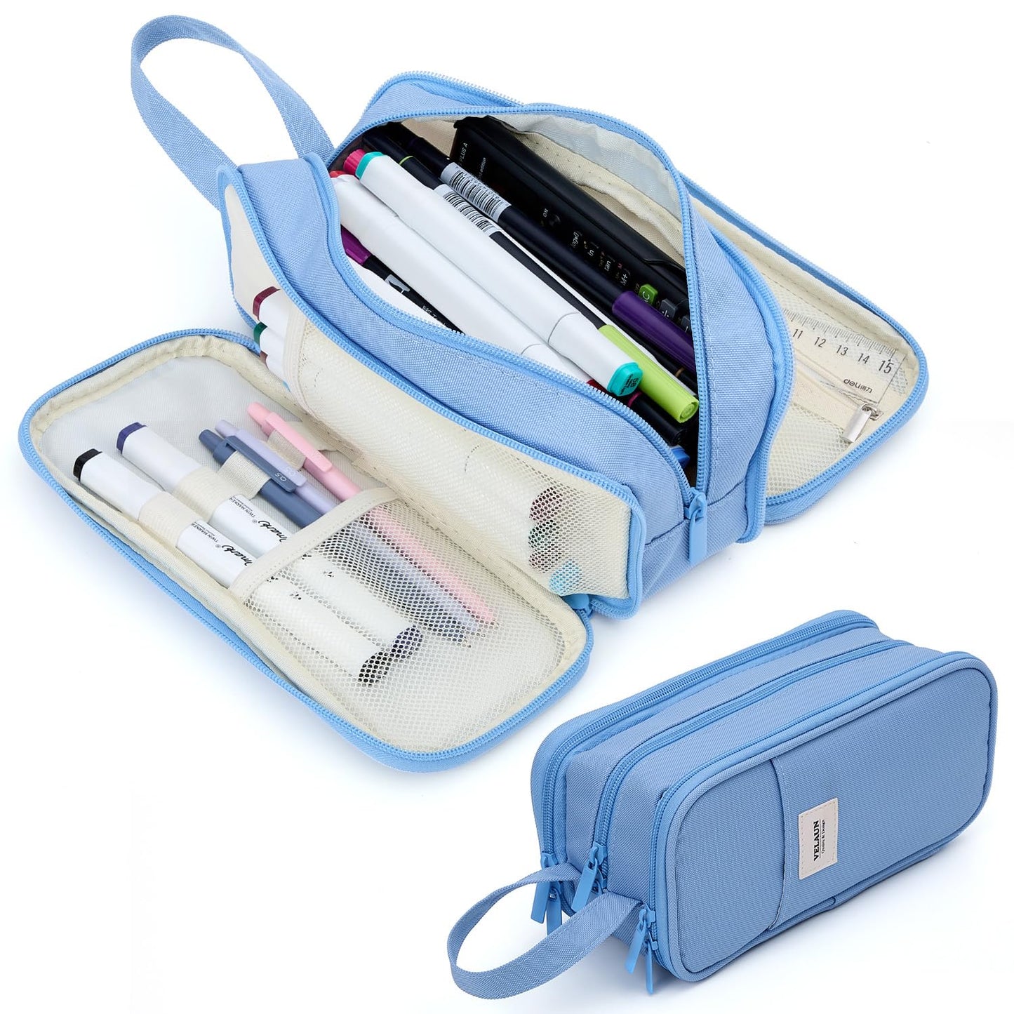 VELAUN Pencil Case Pouch, Large Capacity Pencil Box Bag, Aesthetic Pen Organizer for School