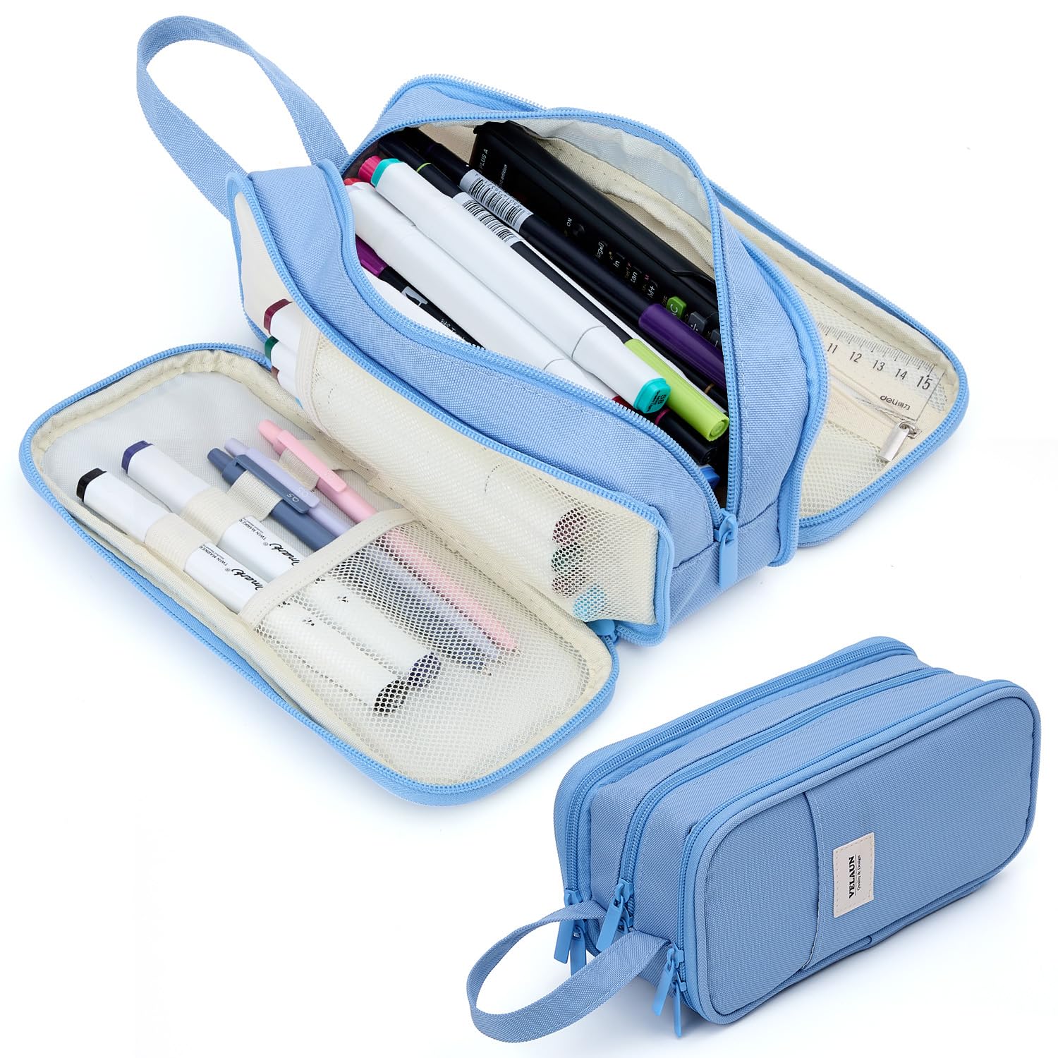 VELAUN Pencil Case Pouch, Large Capacity Pencil Box Bag, Aesthetic Pen Organizer for School