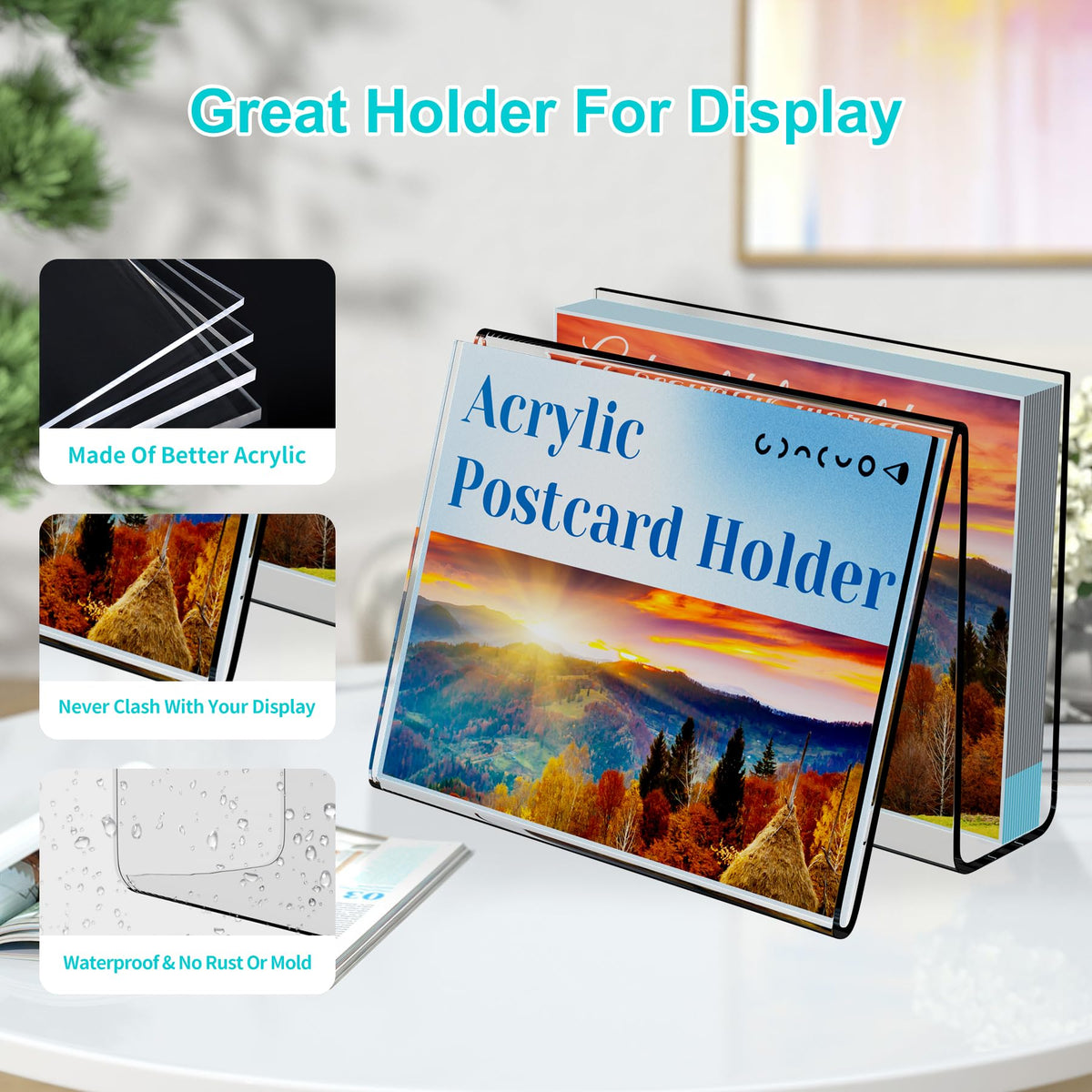 Boloyo Acrylic Vertical Postcard Display Holder,4 x 6 inch 1PC Clear Card Display Stand Easel