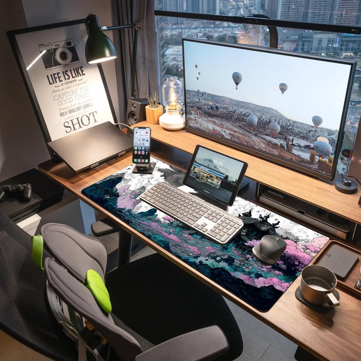 Extended Gaming Mouse Pad, Large Mouse Mat 3 mm Nature Rubber Base Mousepad with Stitched Edges