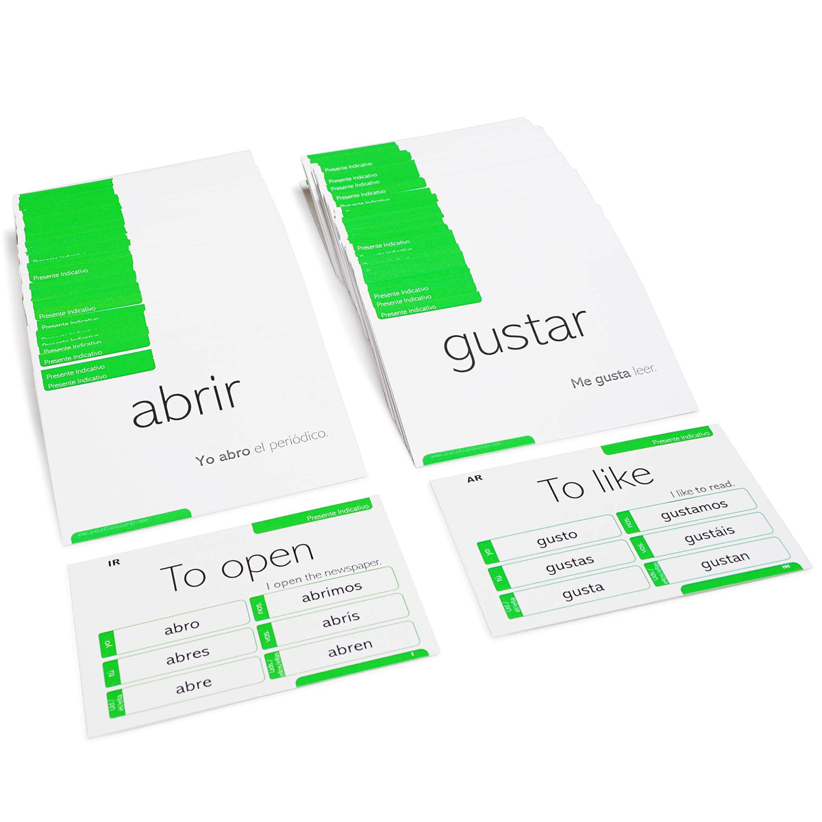 Pat's Flash Cards 200 Spanish Verb Conjugation Presente Indicativo Flash Cards - Full Examples in