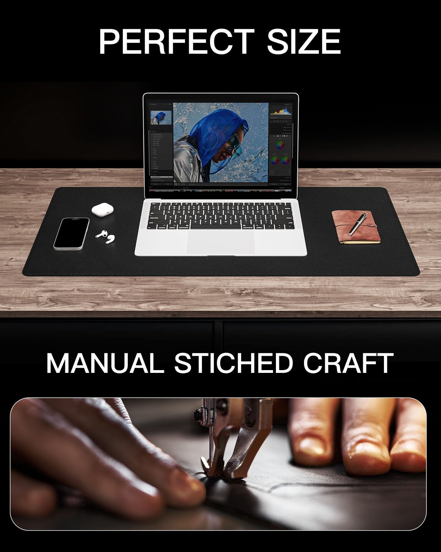 YSAGi Genuine Leather Desk Mat, 31.5"x15.8" Leather Desk Mat, Office Desk Pad, Thick Desk Pad with