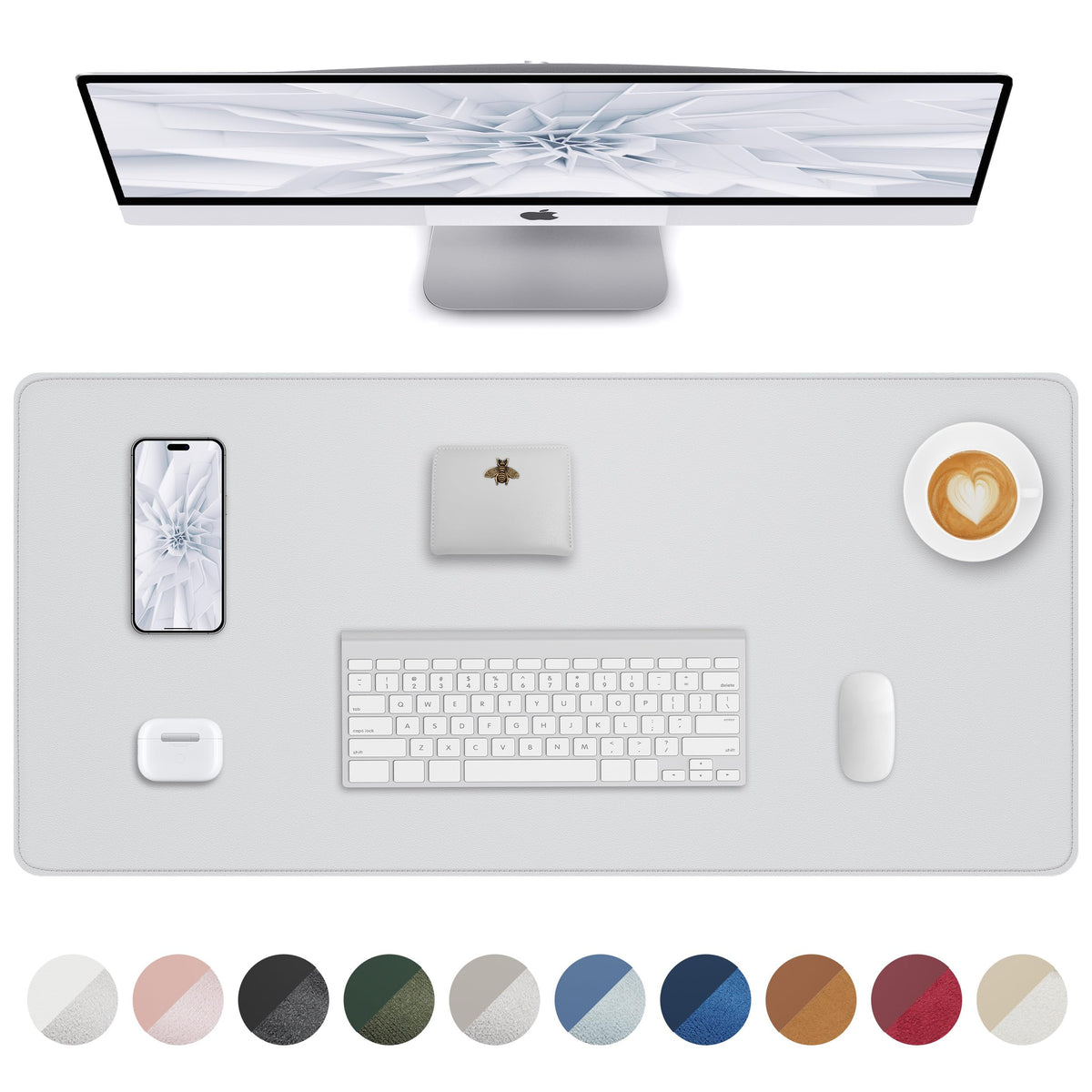 PU Leather Desk Mat Protector - 36"x17" Large Non-Slip Office Desk Pad, Waterproof Keyboard & Mouse