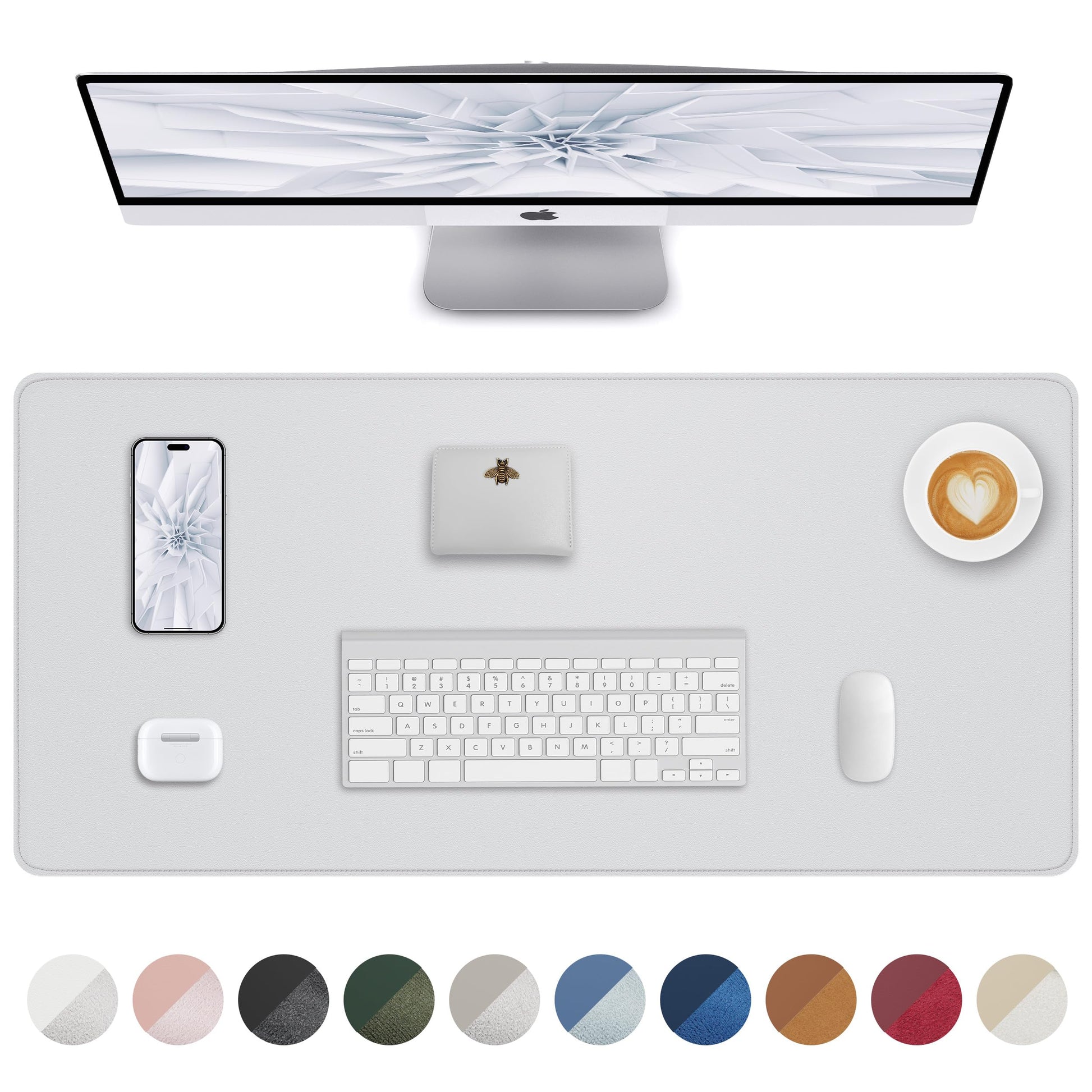 PU Leather Desk Mat Protector - 36"x17" Large Non-Slip Office Desk Pad, Waterproof Keyboard & Mouse