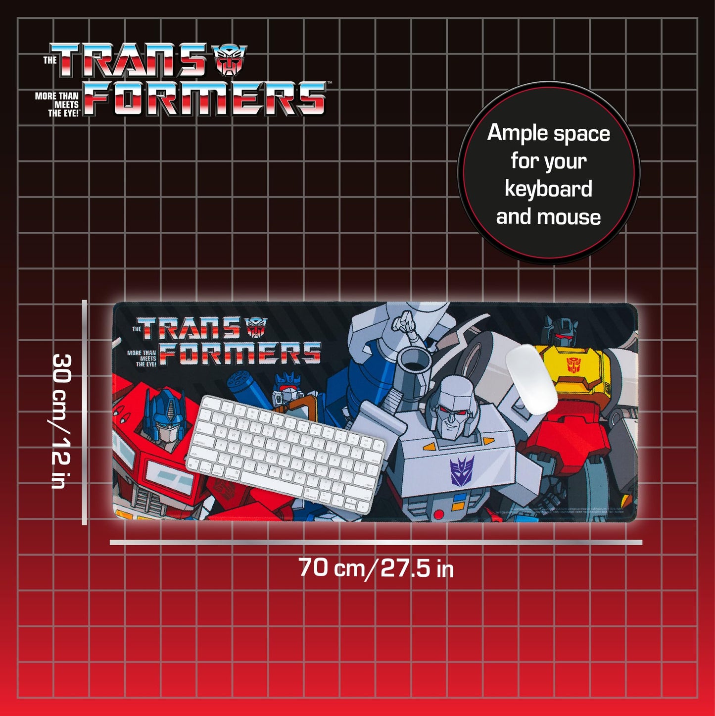 Blue Sky Studios Transformers Jumbo Desk Mat - Large Rubber Gaming and Work Desk Pad, 70 x 30