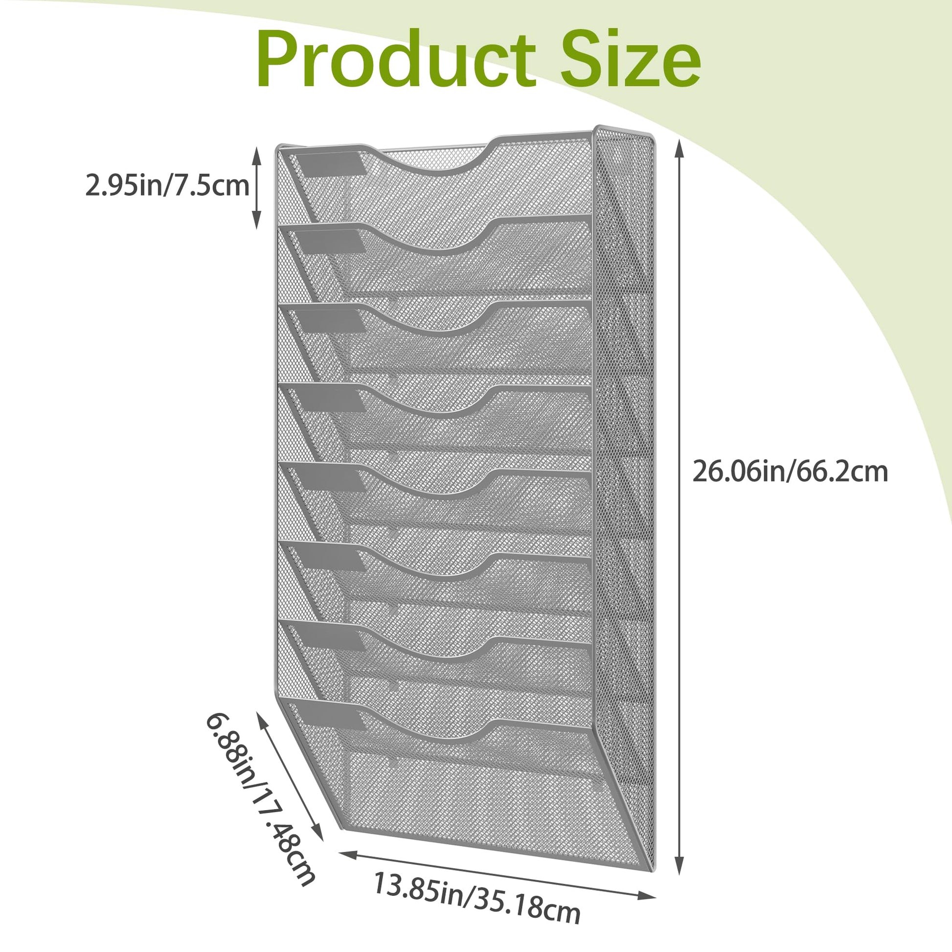 EasyPAG 8 Pocket Mesh Wall File Organizer, Hanging Paper Folder Holder with Classify Label