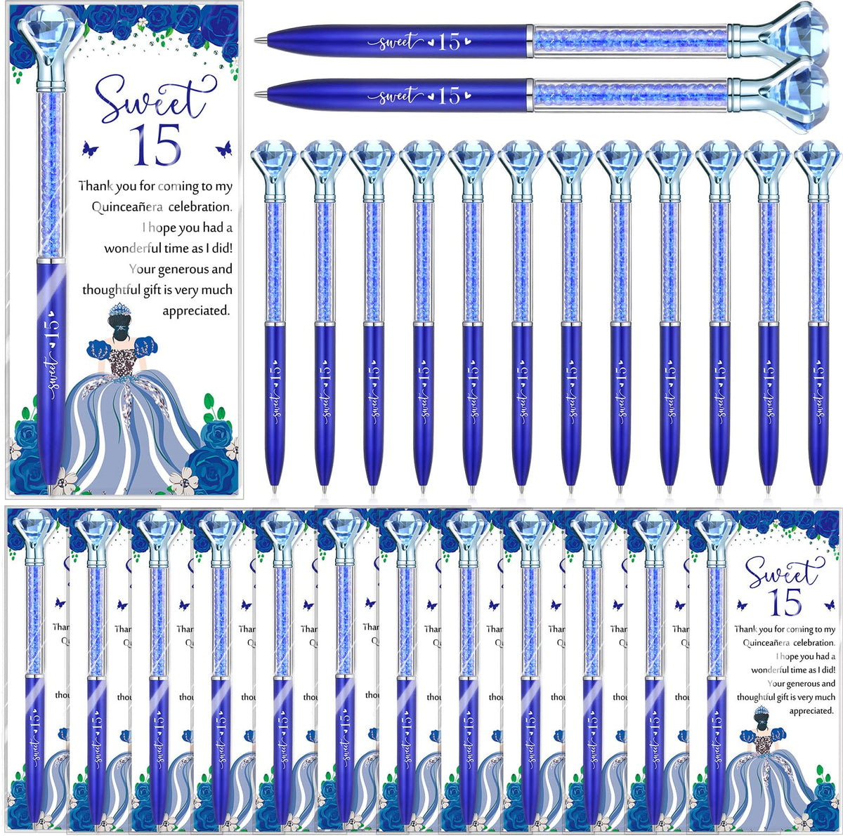 Sayglossy 50 Set Quinceanera Party Favor Sweet Gift, 15th, Navy Blue