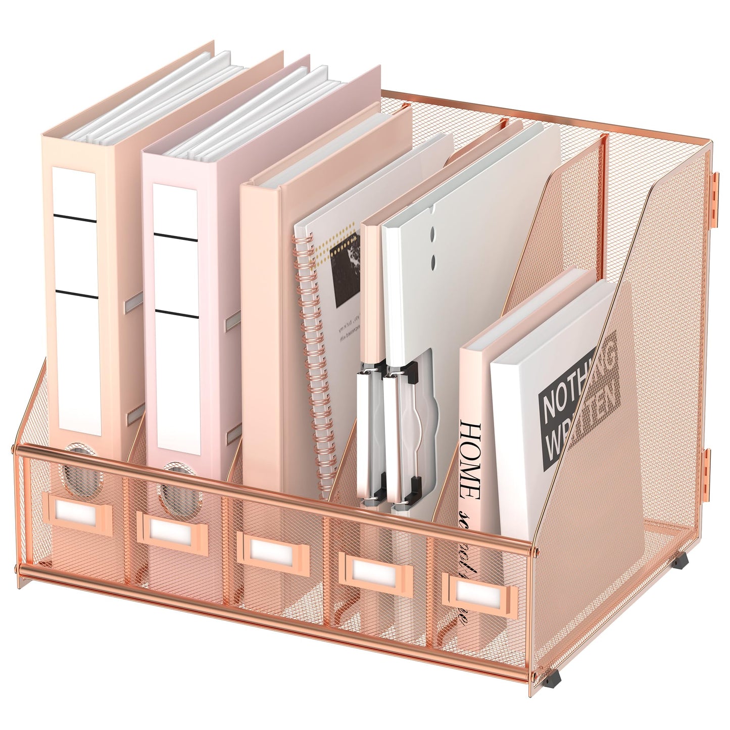 SUPEASY Desk Organizers Metal Desk Magazine File Holder with 5 Vertical Compartments Rack File
