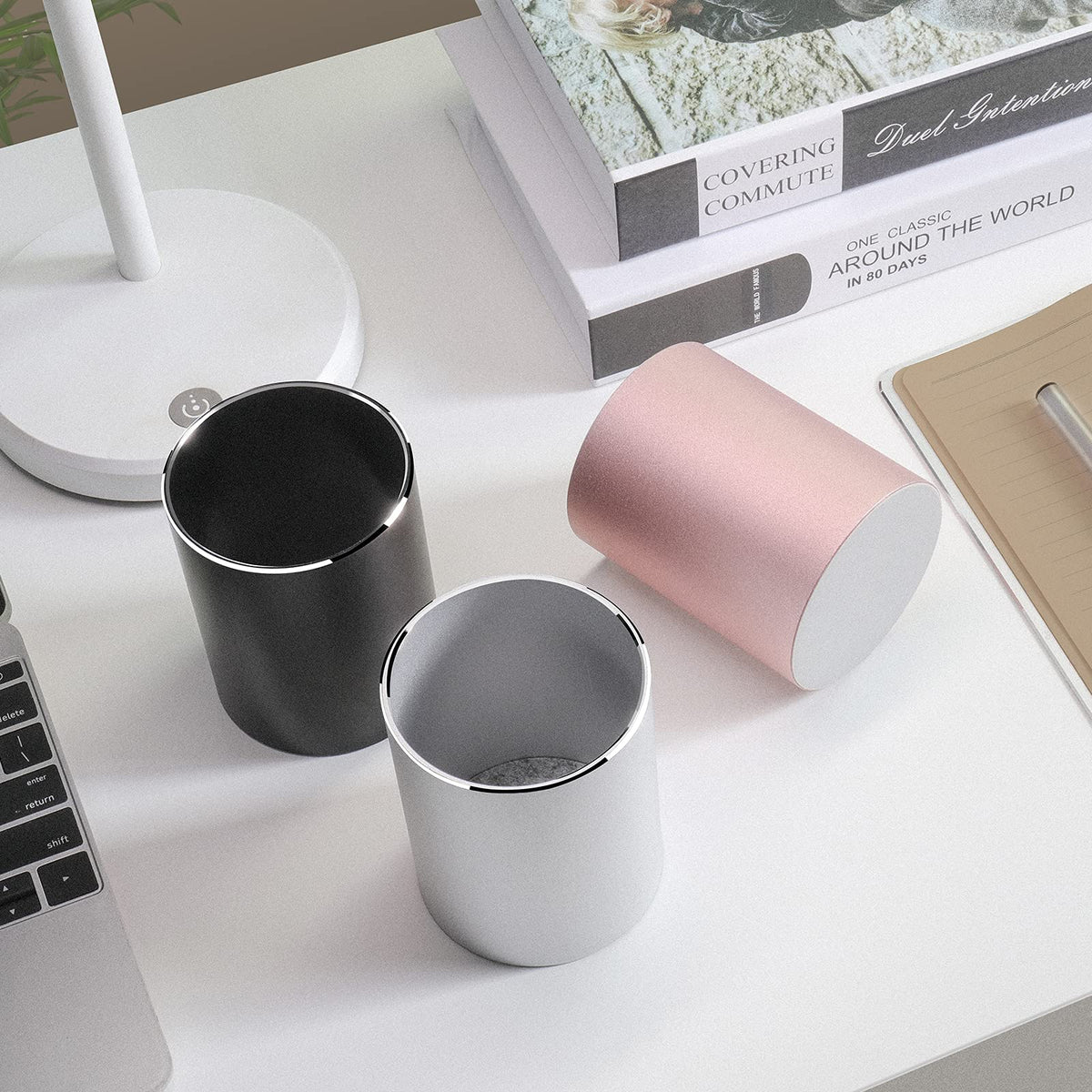 Vaydeer Metal Pen Holder Aluminum Pencil Holder for desk, Round Desktop Organizer and Silver Pencil