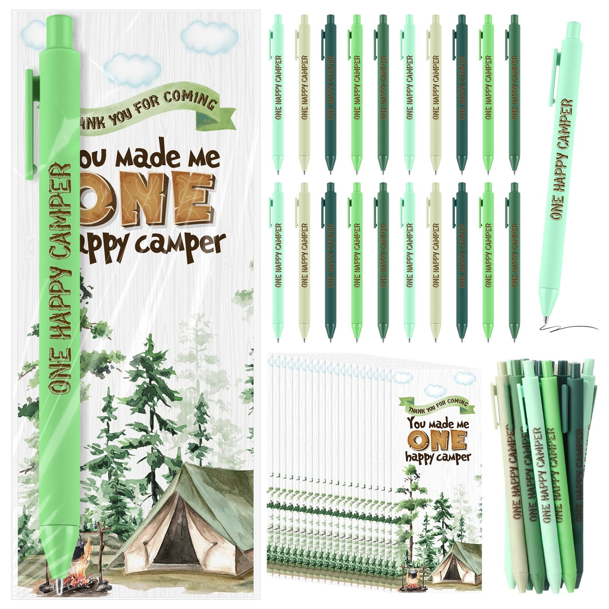 Engrowtic 50 Set One Happy Camper Party Favors for Guests include 50 One Happy Camper Pens 50 Thank