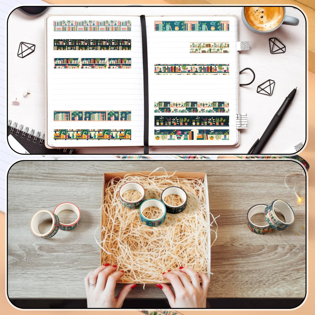 Janlaugh 24 Rolls Book Washi Tape Back to School Crafting Gifts, Plants