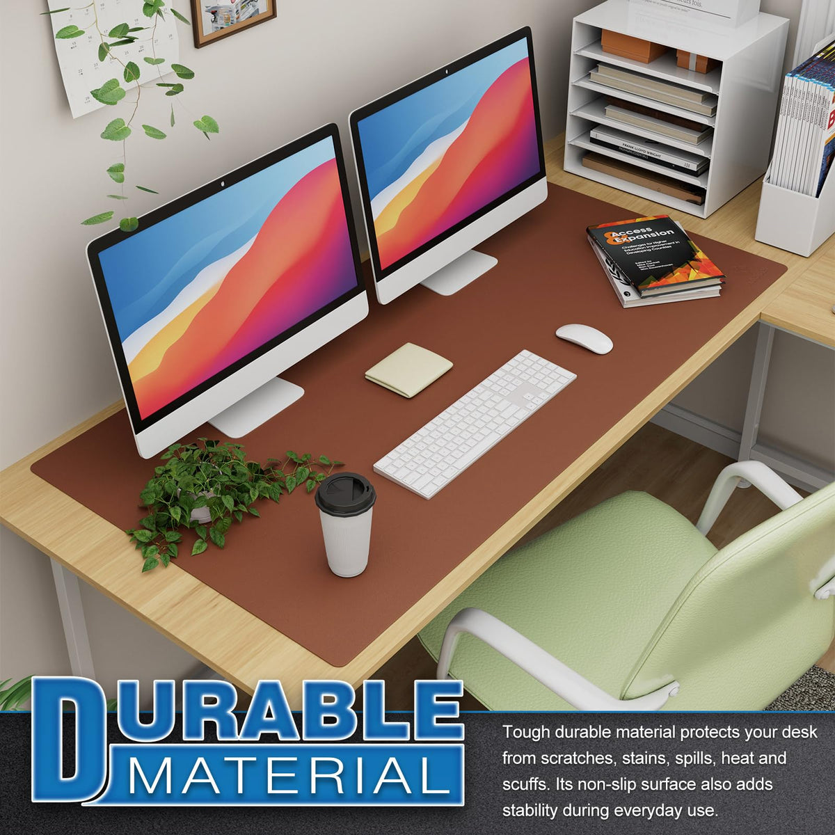 K KNODEL Extra Large Desk Mat, Leather Mouse Pad (47.2"x23.6", Brown)