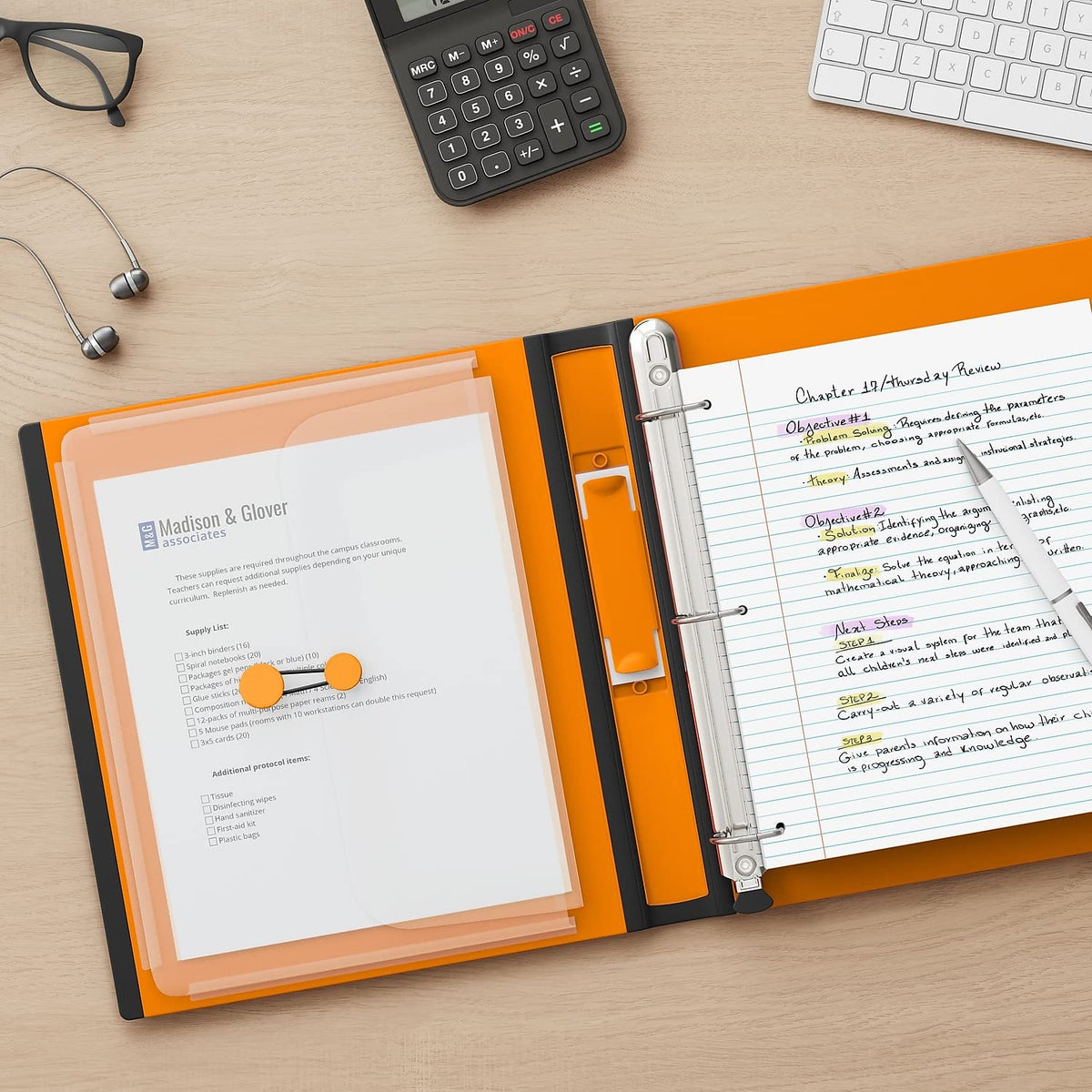 Staples Better Binder, 1.5 Inch D-Ring, Orange, 400 Sheets, 3-Pack
