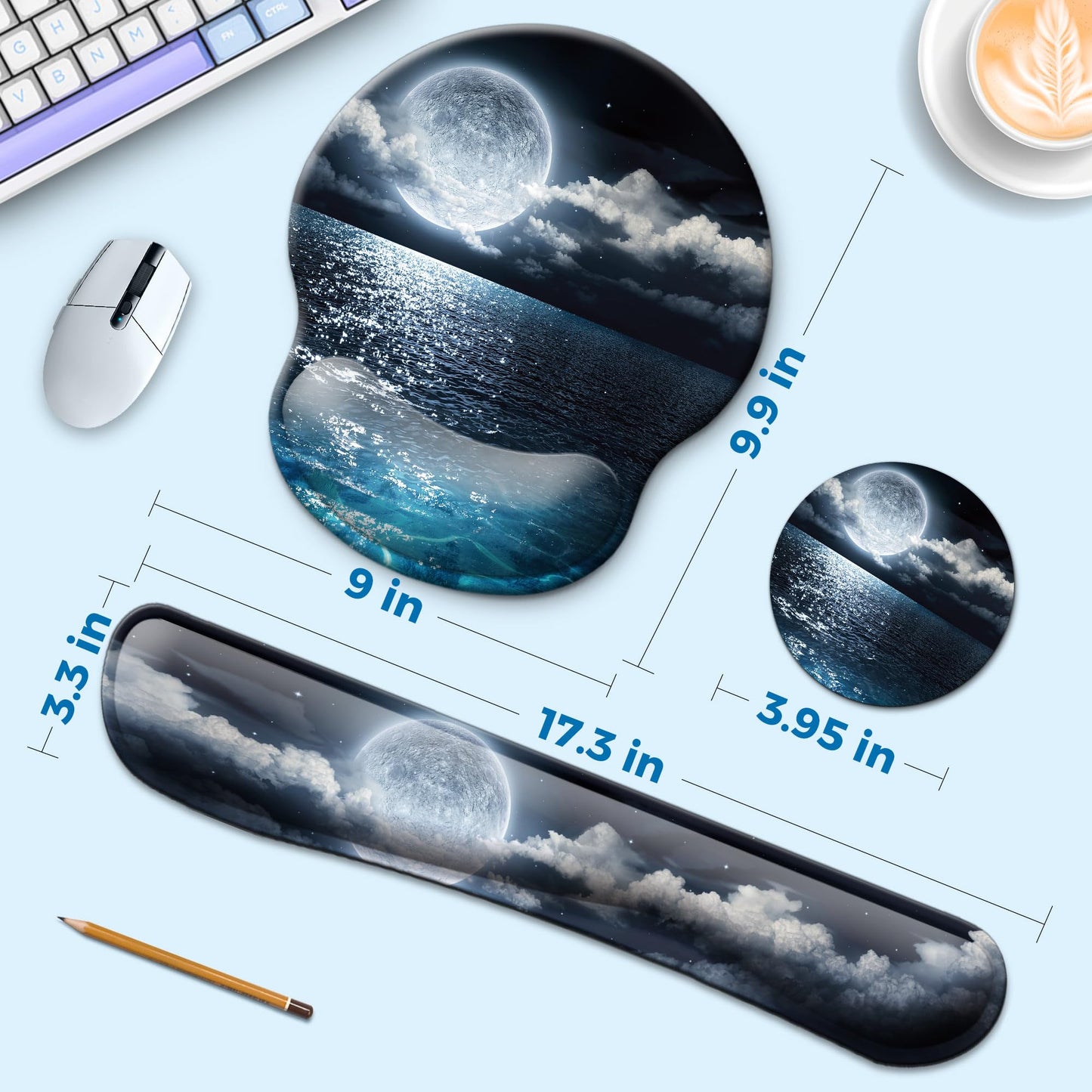 Wiabsi Mouse Pad and Keyboard Wrist Rest Support,Ergonomic Mouse Pad Set