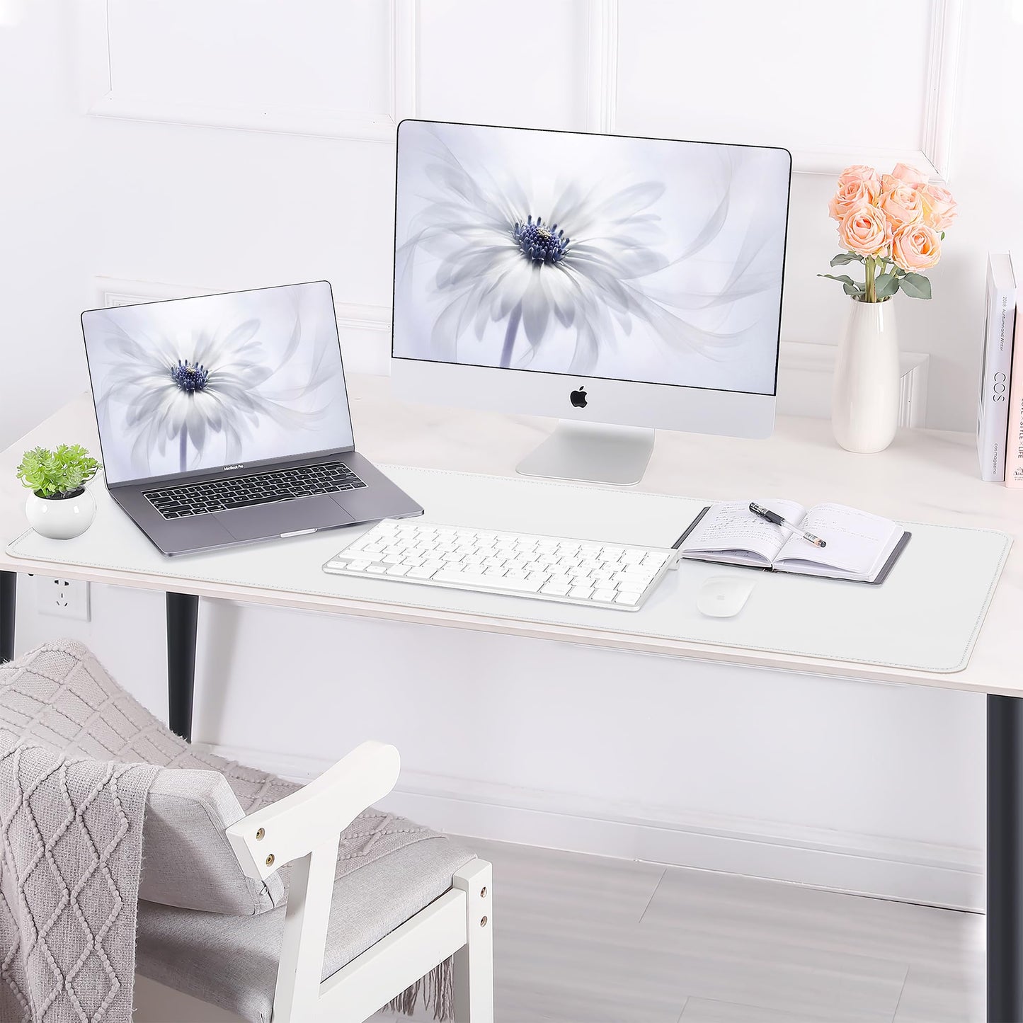 AFIING Cork Desk Mat 55" x 17", Dual-Sided Natural Cork & PU Leather Desk Pad, Non-Slip Waterproof