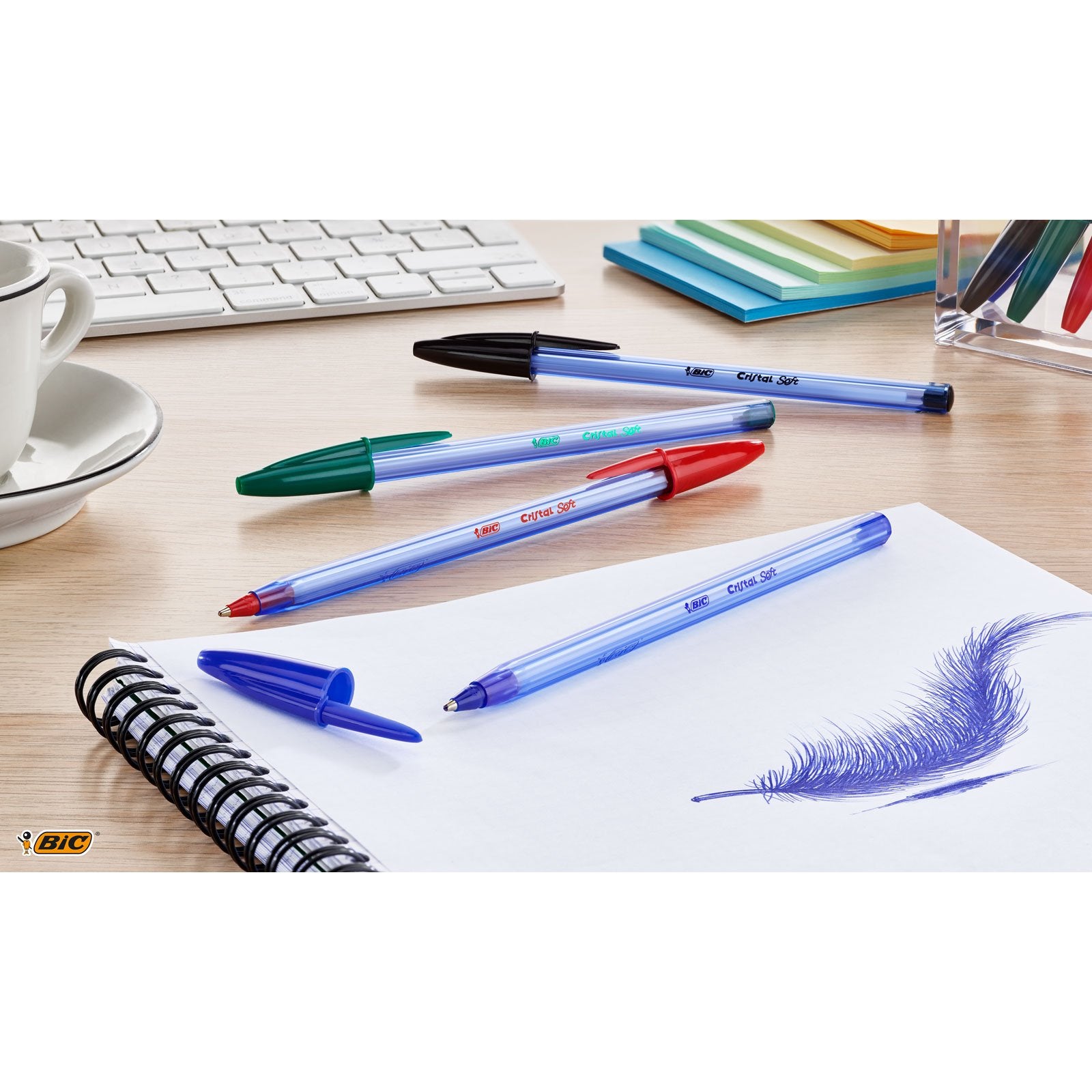 BIC Cristal Soft Ballpoint Pens Non-Retractable Blue Box of 50