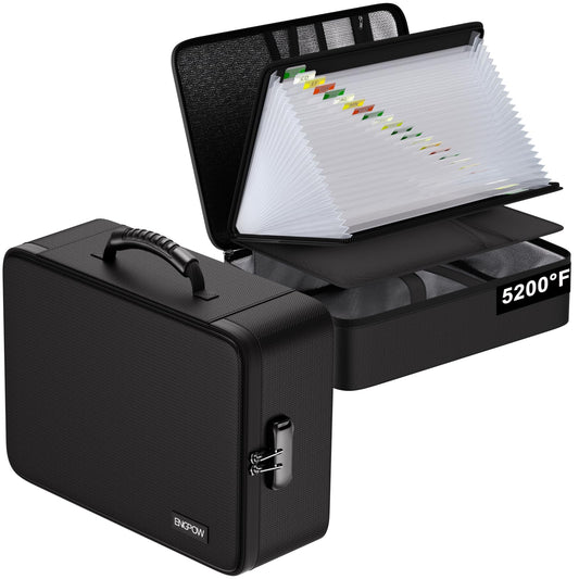 ENGPOW Fireproof Document Box with Lock,5200℉ Multi-Layer File Organizer