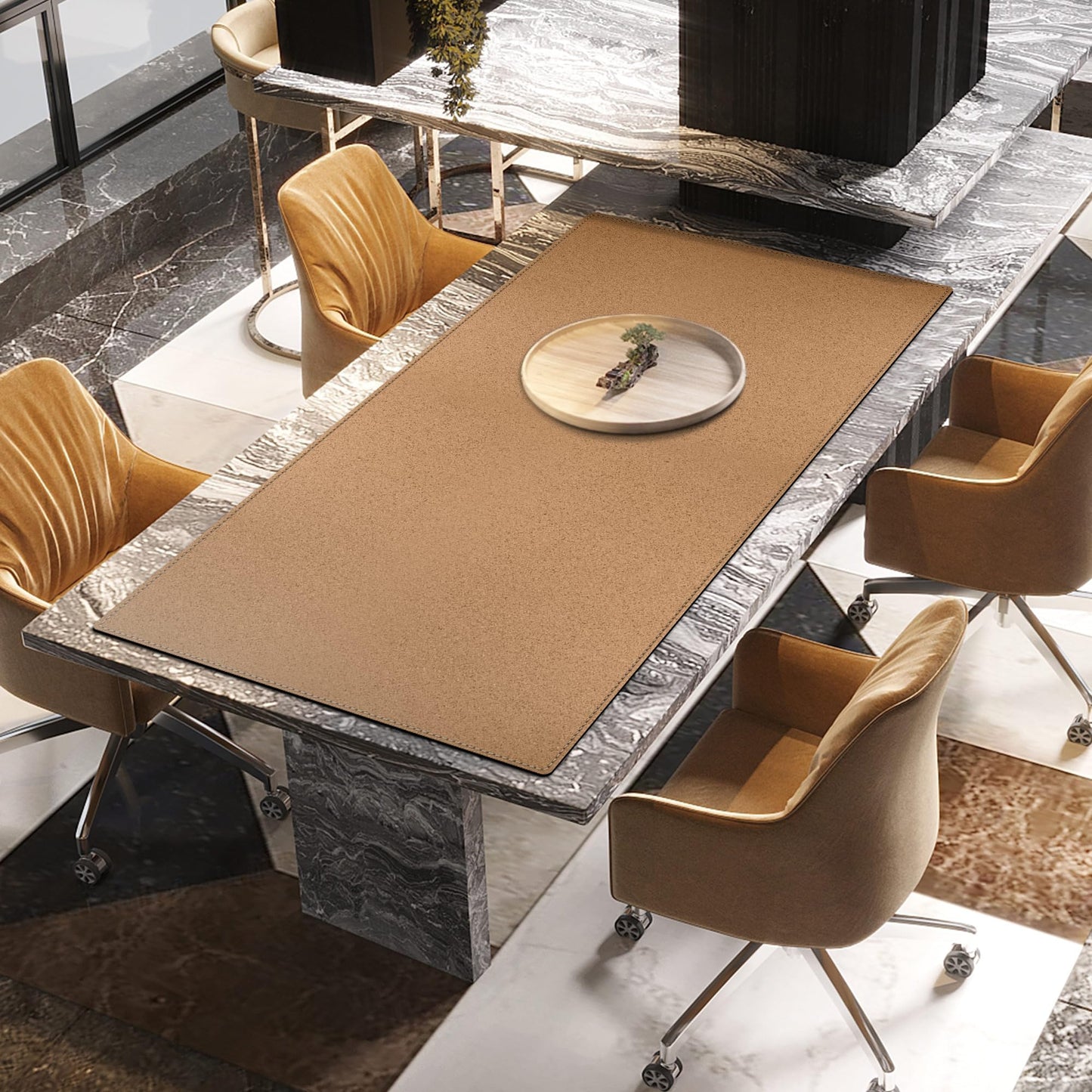MAIDERN 63”x 31.5” Cork & Leather Desk Mat XXL, Large Desk Pad (Black)