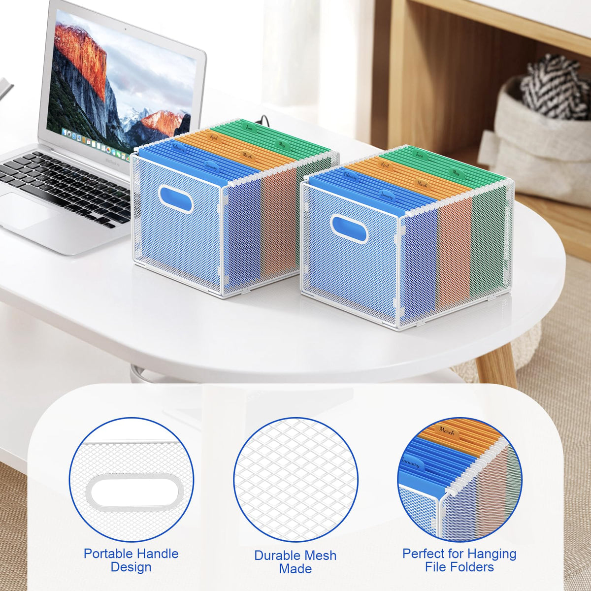 samstar 2 Pack Hanging File Organizer, Mesh File Folder Box Filing Box Cabinet Organizer Storage