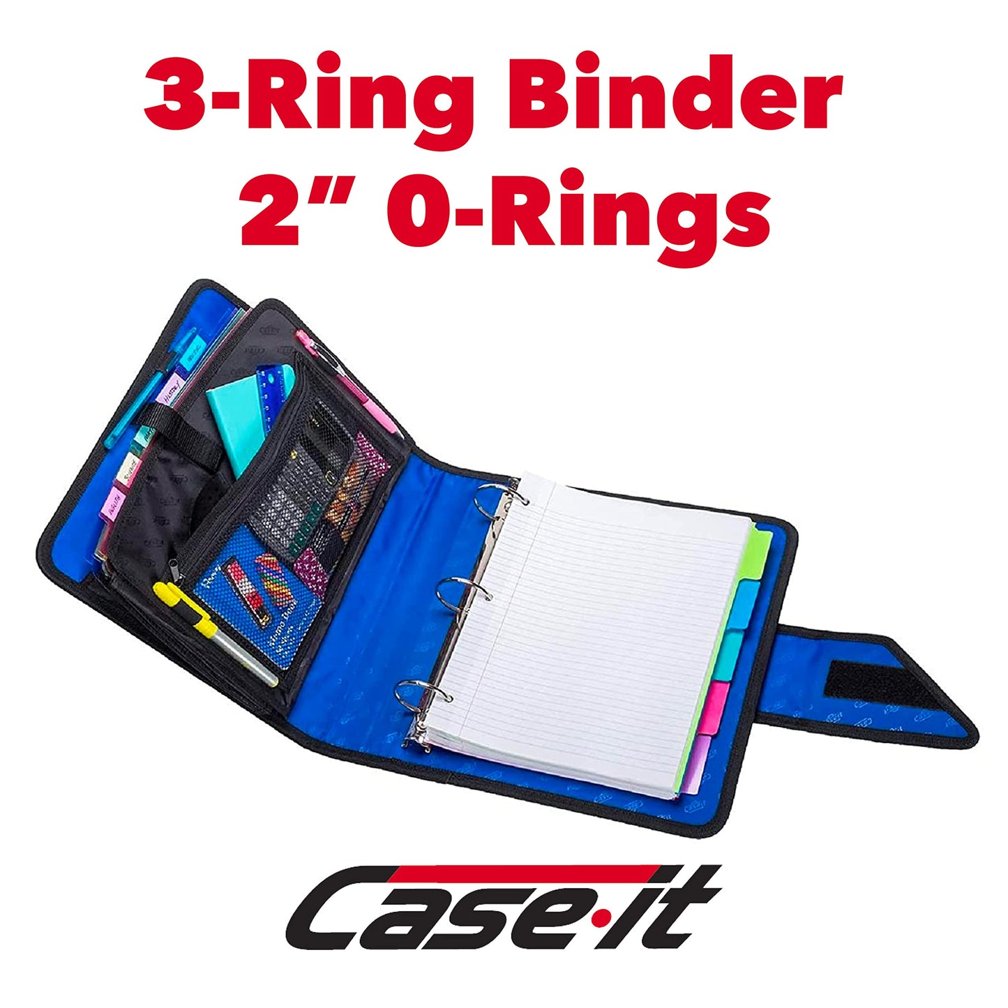 Case-it The Open Tab Secure Seal Binder - 2 Inch O-Rings - 5 Color Tab Expanding File Folder